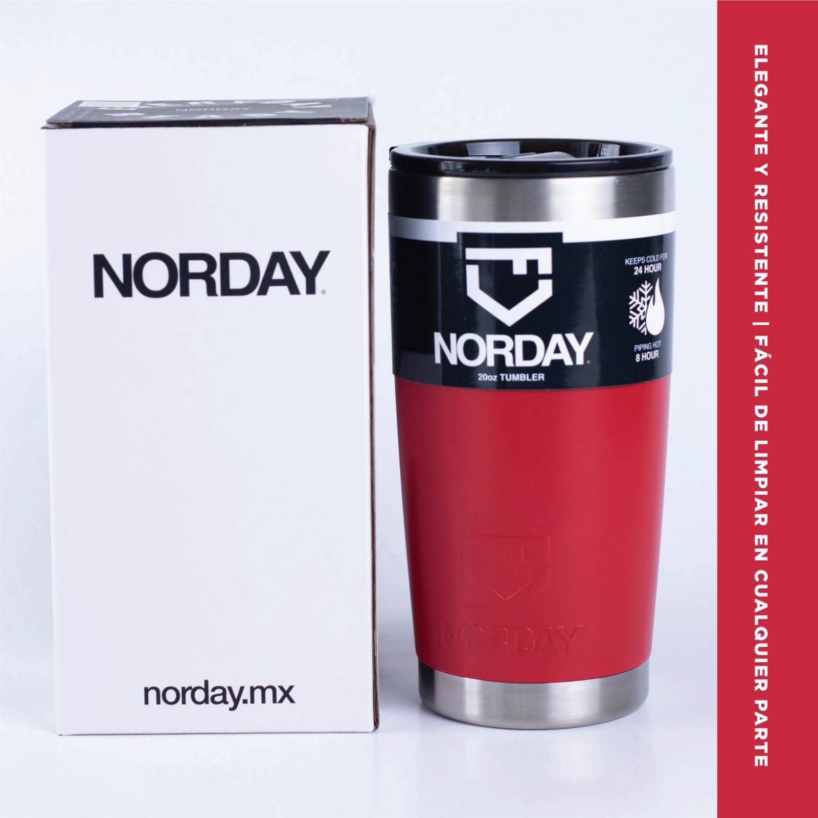 Vasos de Acero Inoxidable - Termo Tumbler | Vaso Termico 20 Oz | Mantiene Temp hasta 24hs. Rojo 20oz - 600ml