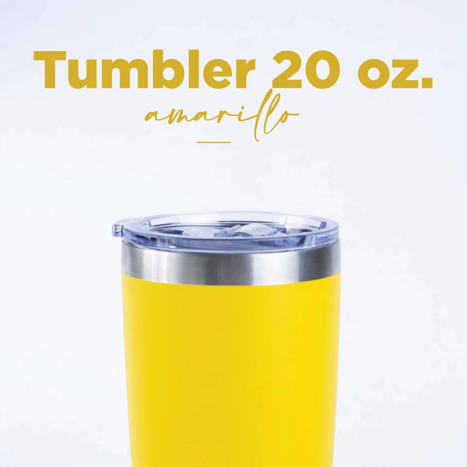 Vasos de Acero Inoxidable - Termo Tumbler | Vaso Termico 20 Oz | Mantiene Temp hasta 24hs. 20oz - 600ml Amarillo