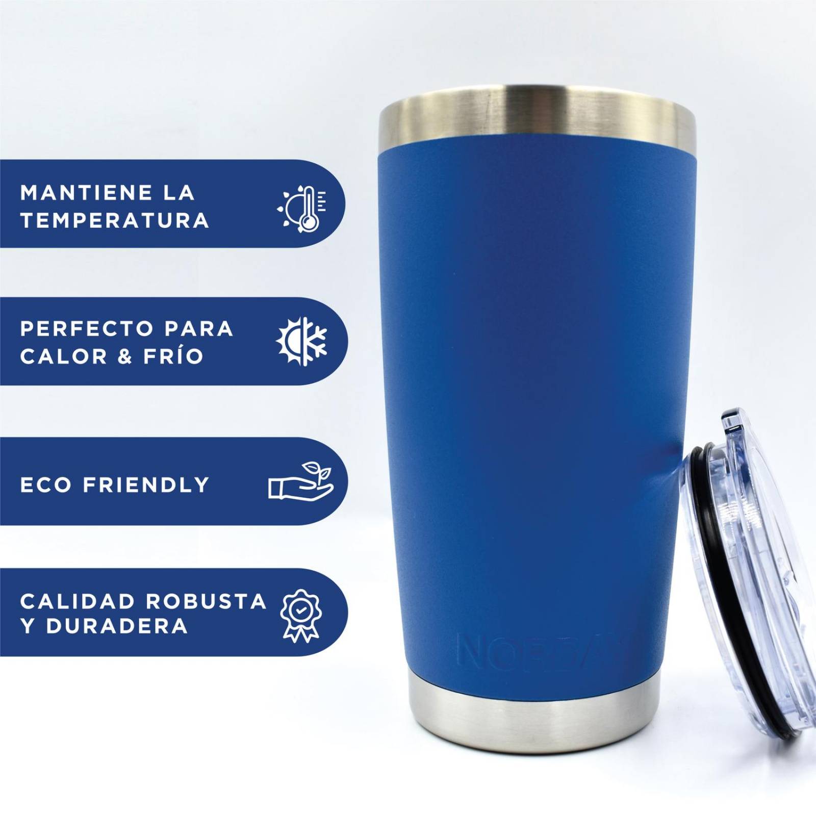 Vasos de Acero Inoxidable - Termo Tumbler | Vaso Termico 20 Oz | Mantiene Temp hasta 24hs. 20oz - 600ml Azul Rey