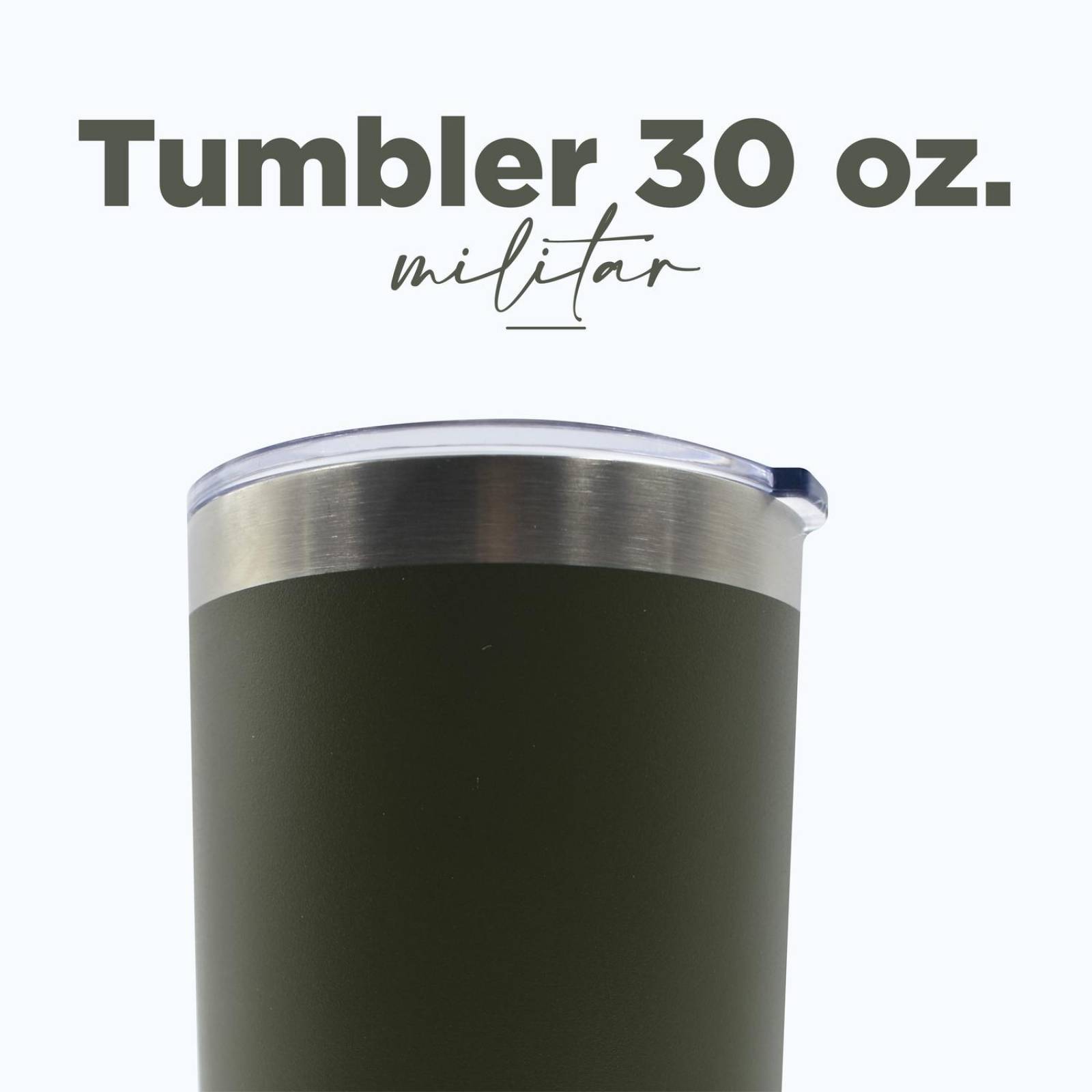 Vasos de Acero Inoxidable - Termo Tumbler 30 Oz | Mantiene Temp 8 a 24hs| Super resistente. 30oz - 900ml Verde Militar