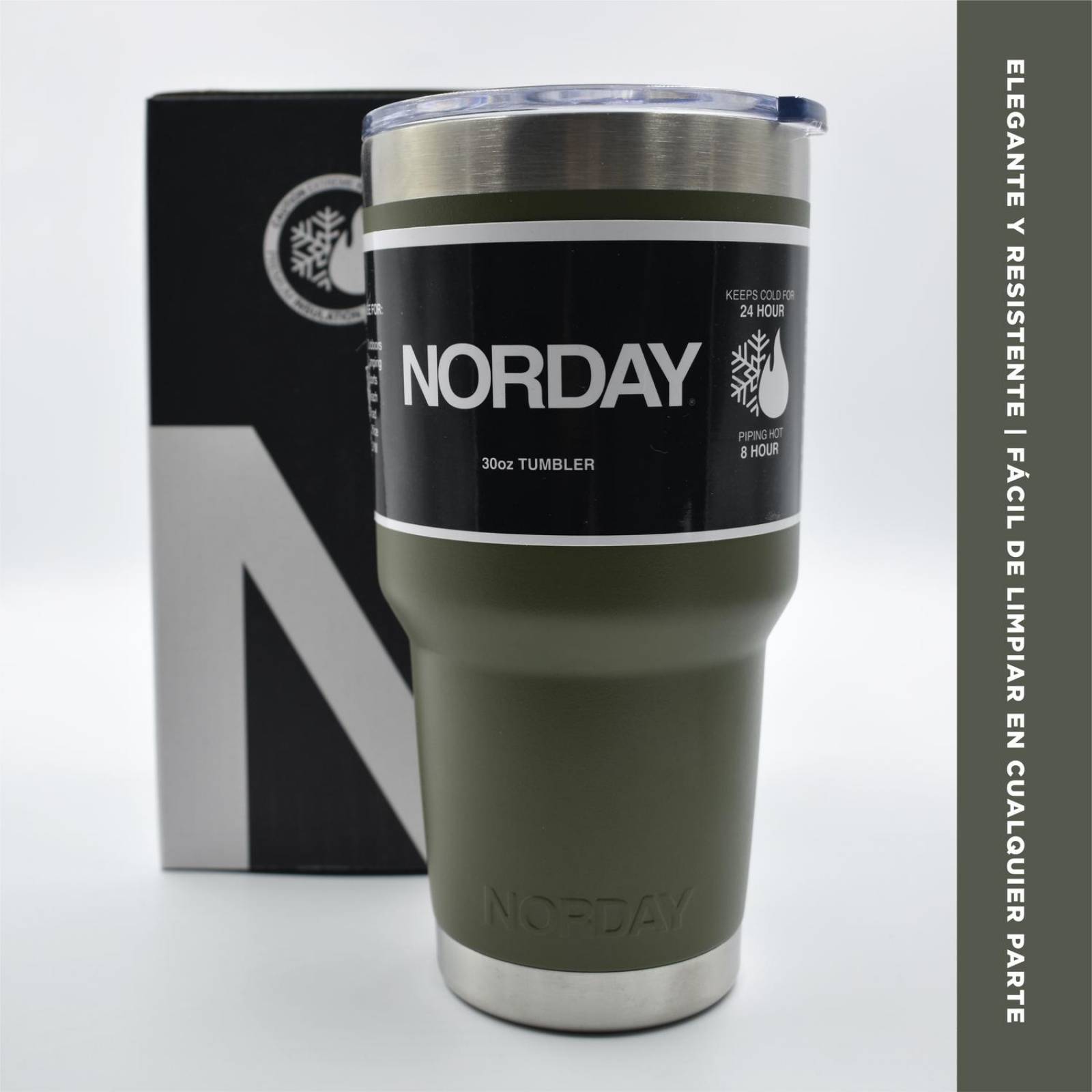 Vasos de Acero Inoxidable - Termo Tumbler 30 Oz | Mantiene Temp 8 a 24hs| Super resistente. 30oz - 900ml Verde Militar