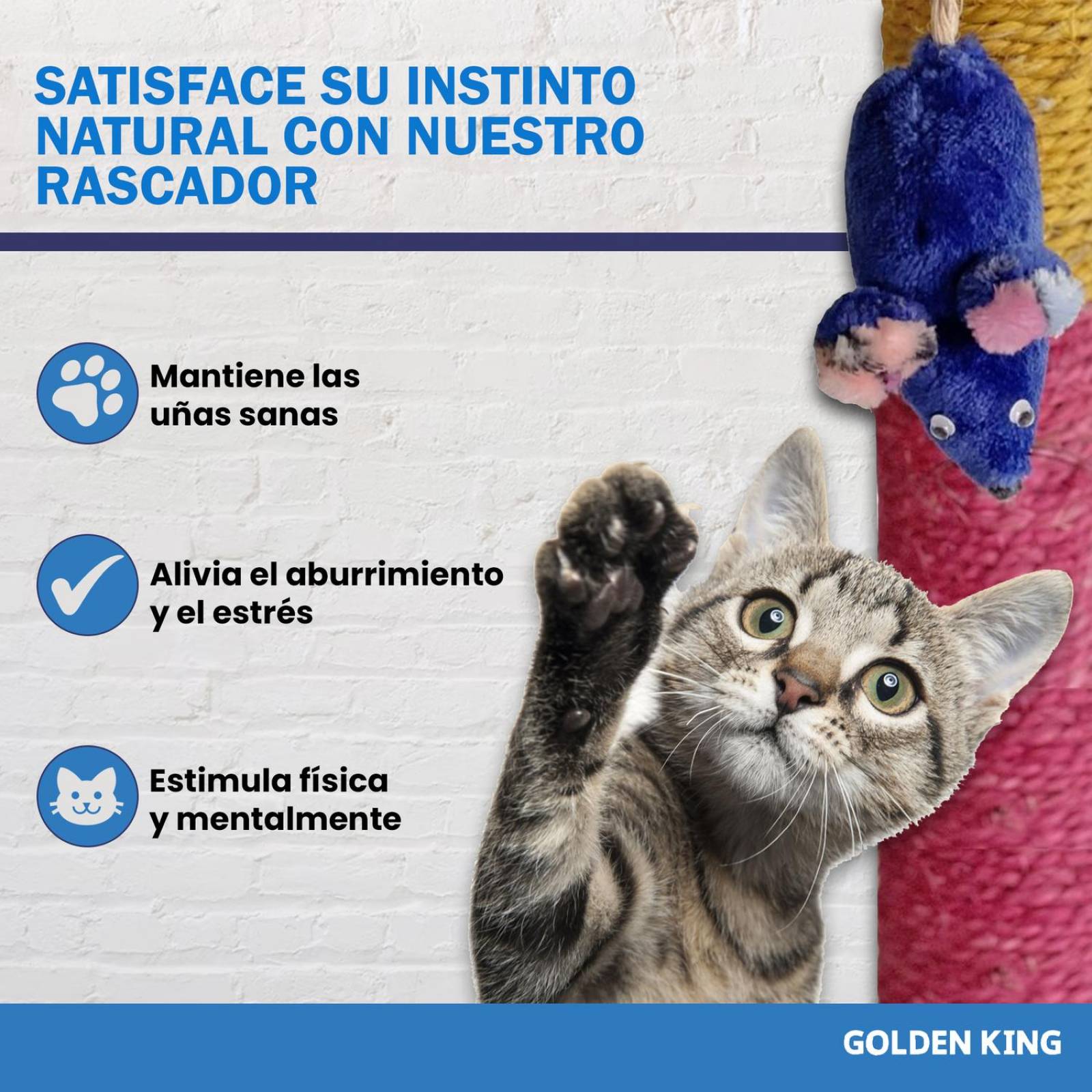 Golden King |Torre para gato Rascador 52 cm de Altojuguetes para Gatos |Accesorios para tu mascota.