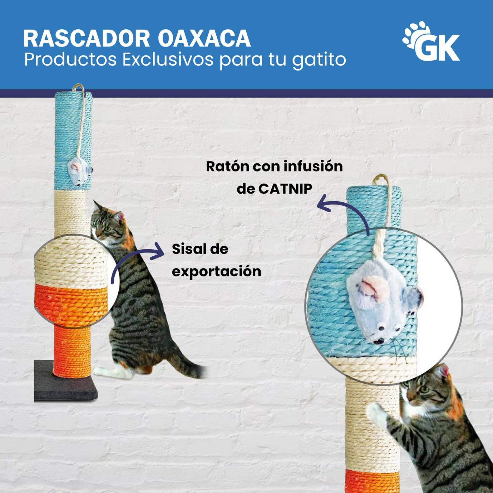 Golden King |Torre para gato Rascador 52 cm de Altojuguetes para Gatos |Accesorios para tu mascota.