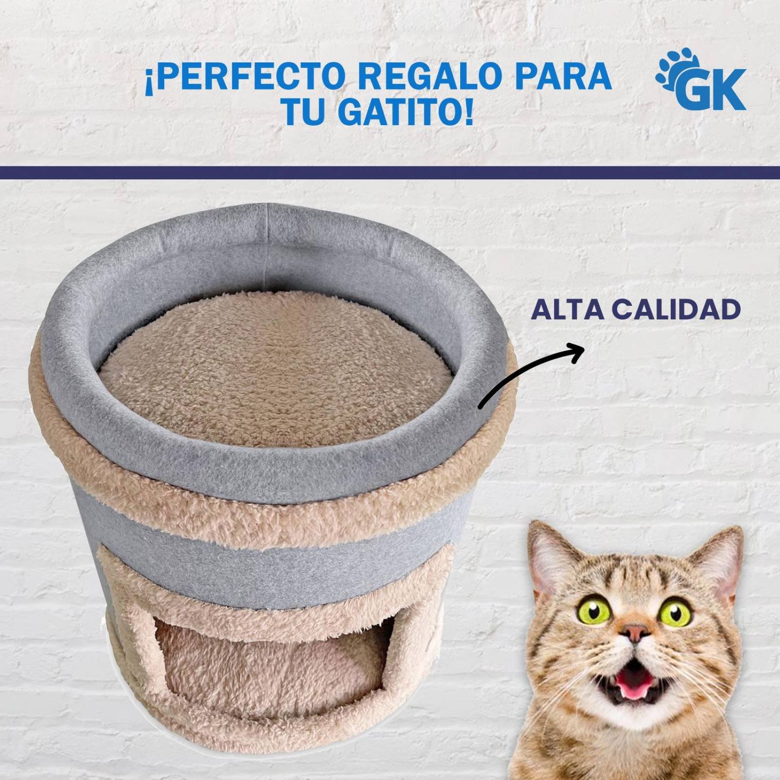 Golden King | Rascador para Gatos 47 cm de Alto Juguetes para Gatos y Cama para Gato. 