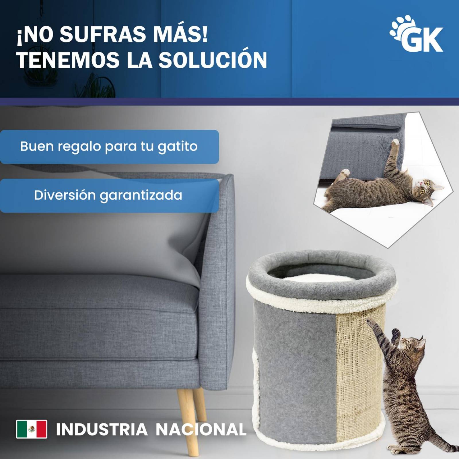 Golden King | Rascador para Gatos 47 cm de Alto Juguetes para Gatos y Cama para Gato. 