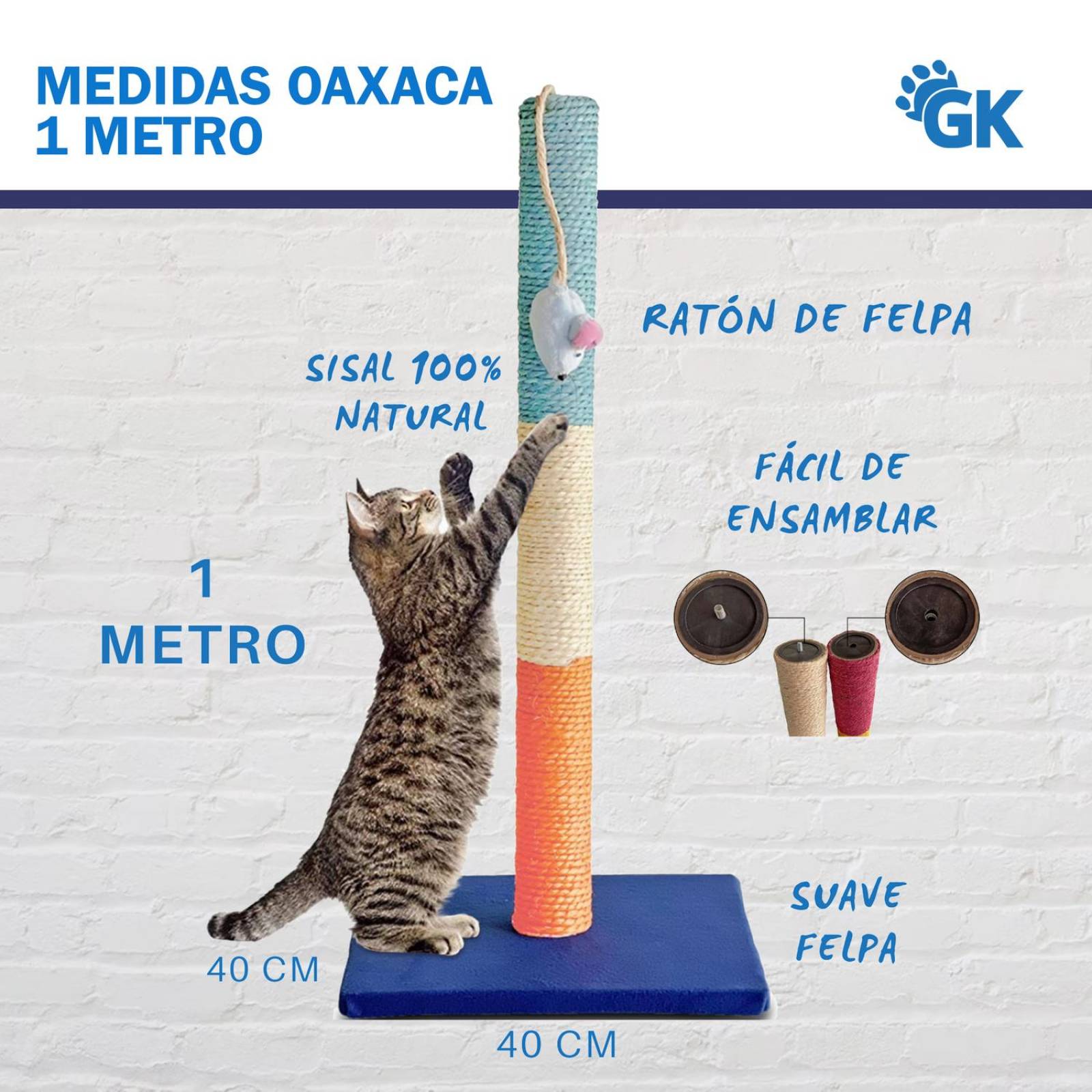 Golden King | Rascador para Gatos 1 Metro de Alto Juguetes para Gatos | Centro de Entretenimiento Torre para Gato 