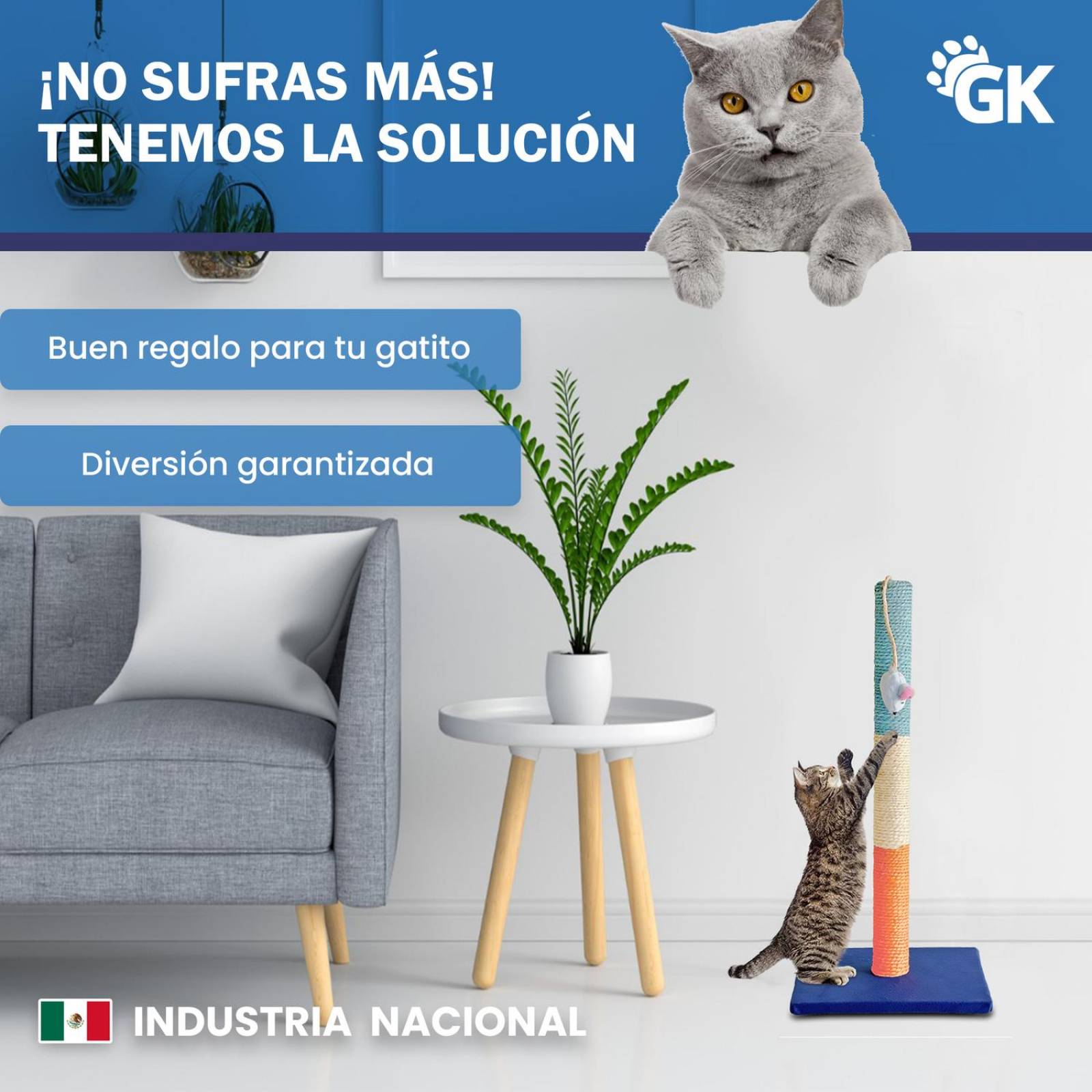 Golden King | Rascador para Gatos 1 Metro de Alto Juguetes para Gatos | Centro de Entretenimiento Torre para Gato 