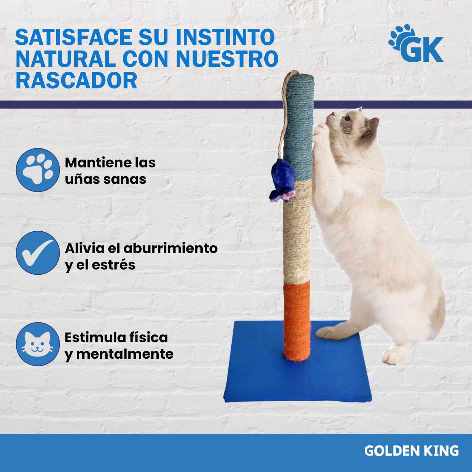 Golden King  Rascador para Gatos 75 cm de Alto Juguetes para