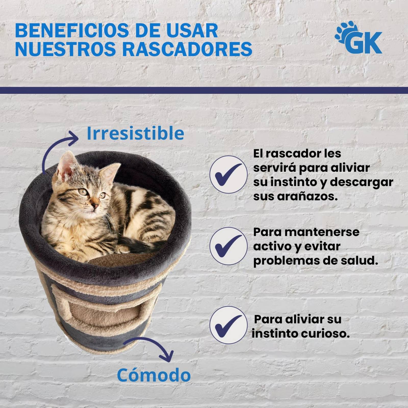 Golden King | Rascador para Gatos 75 cm de Alto Juguetes para Gatos y Cama para Gato | Centro de Entretenimiento de 3 