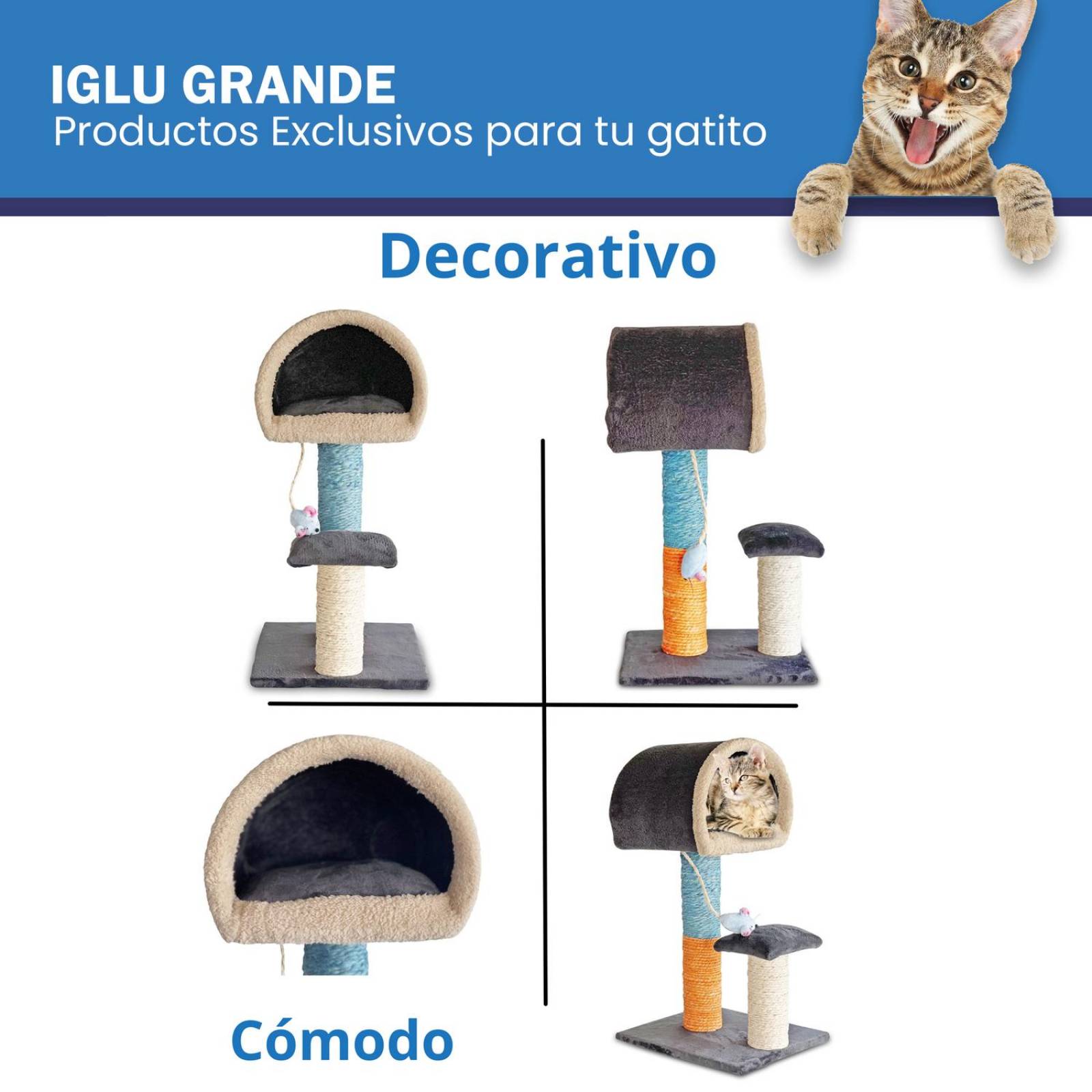 Golden King | Rascador para Gatos 75 cm de Alto Juguetes para Gatos y Cama para Gato | Casa para Gato, Cama y Rascador 