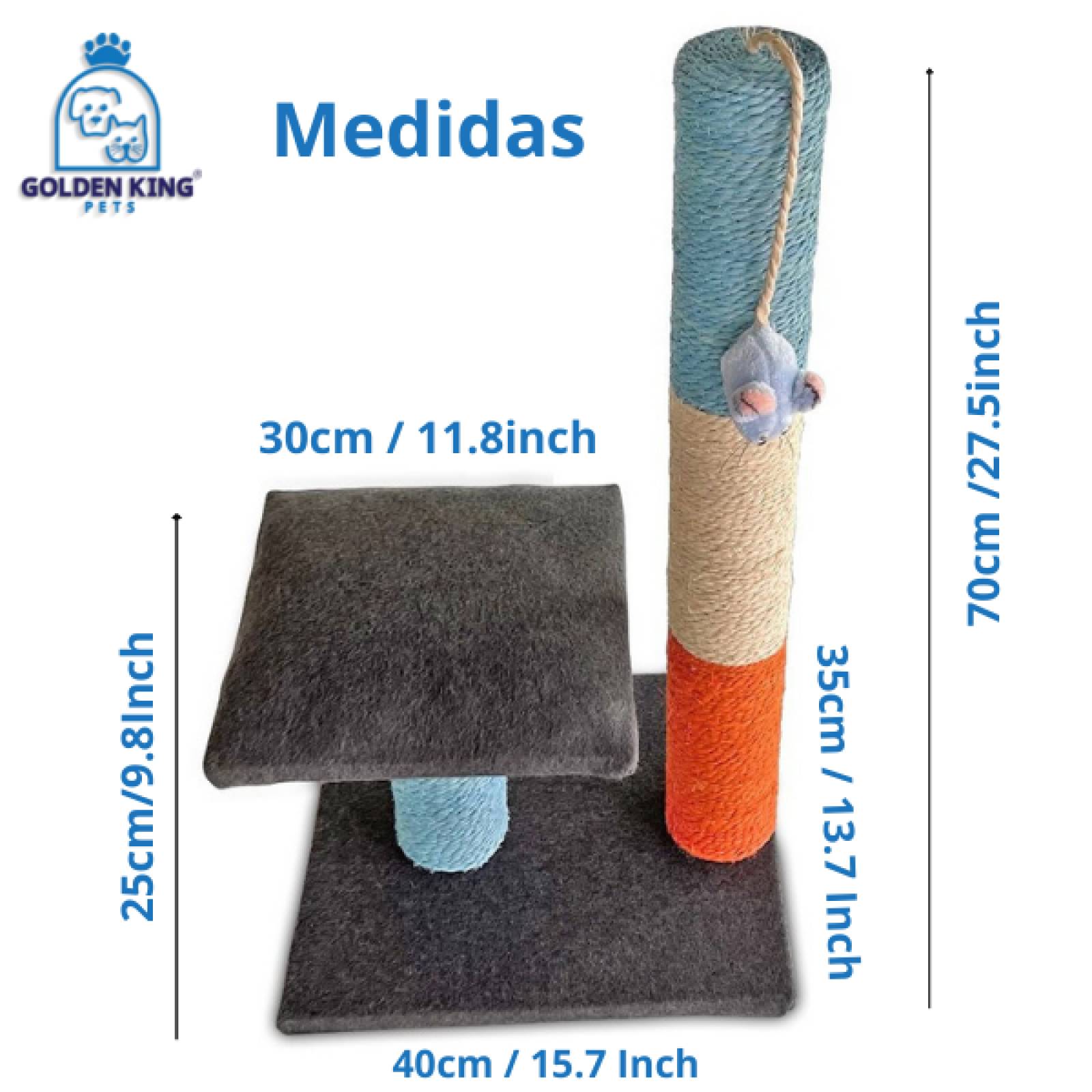 Golden King | Rascador para Gatos 70 cm de Alto Juguetes para Gatos y Cama para Gato | Rascador con Plataforma de 