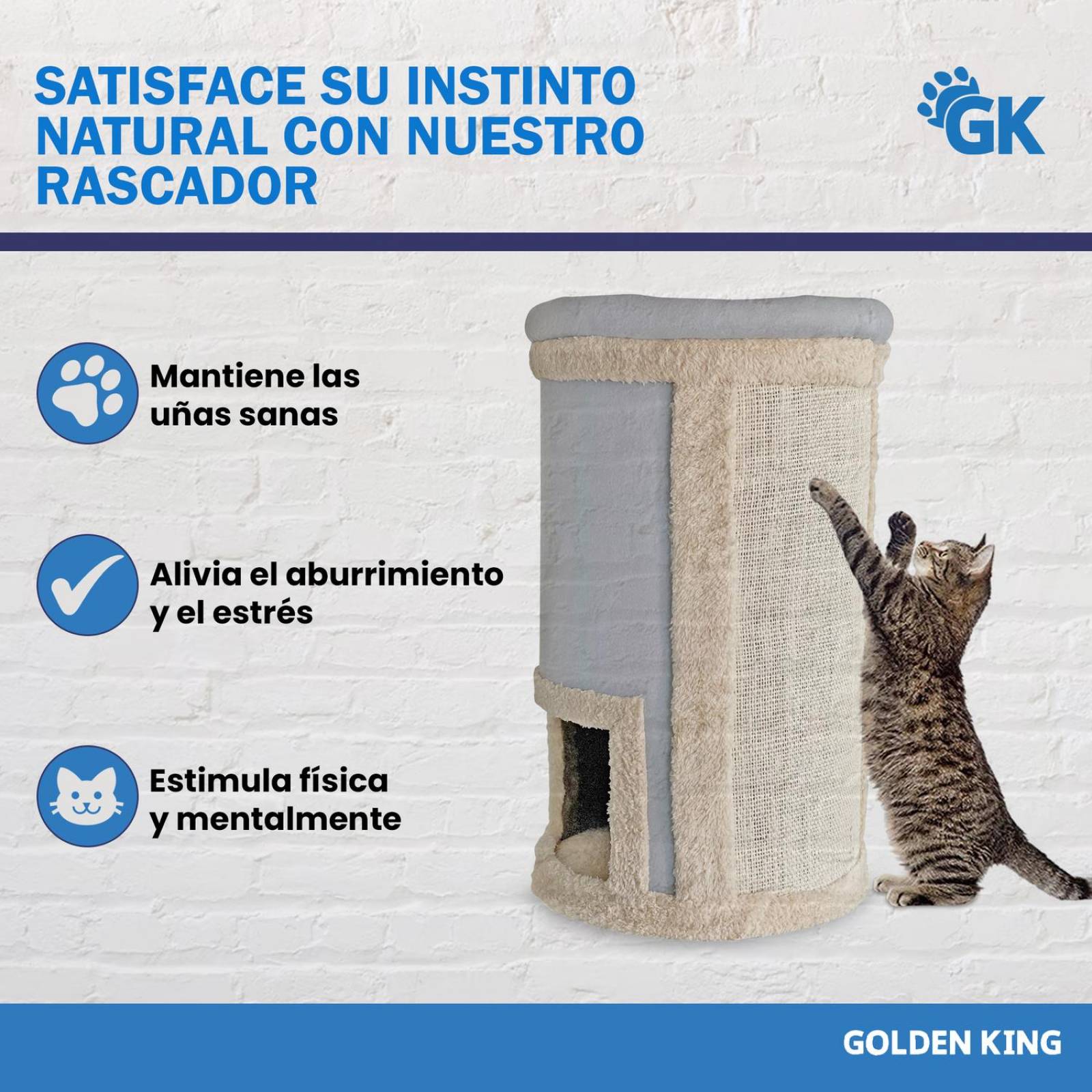 Golden King, Rascador para Gatos 75 cm de Alto Juguetes para Gatos y Cama  para Gato