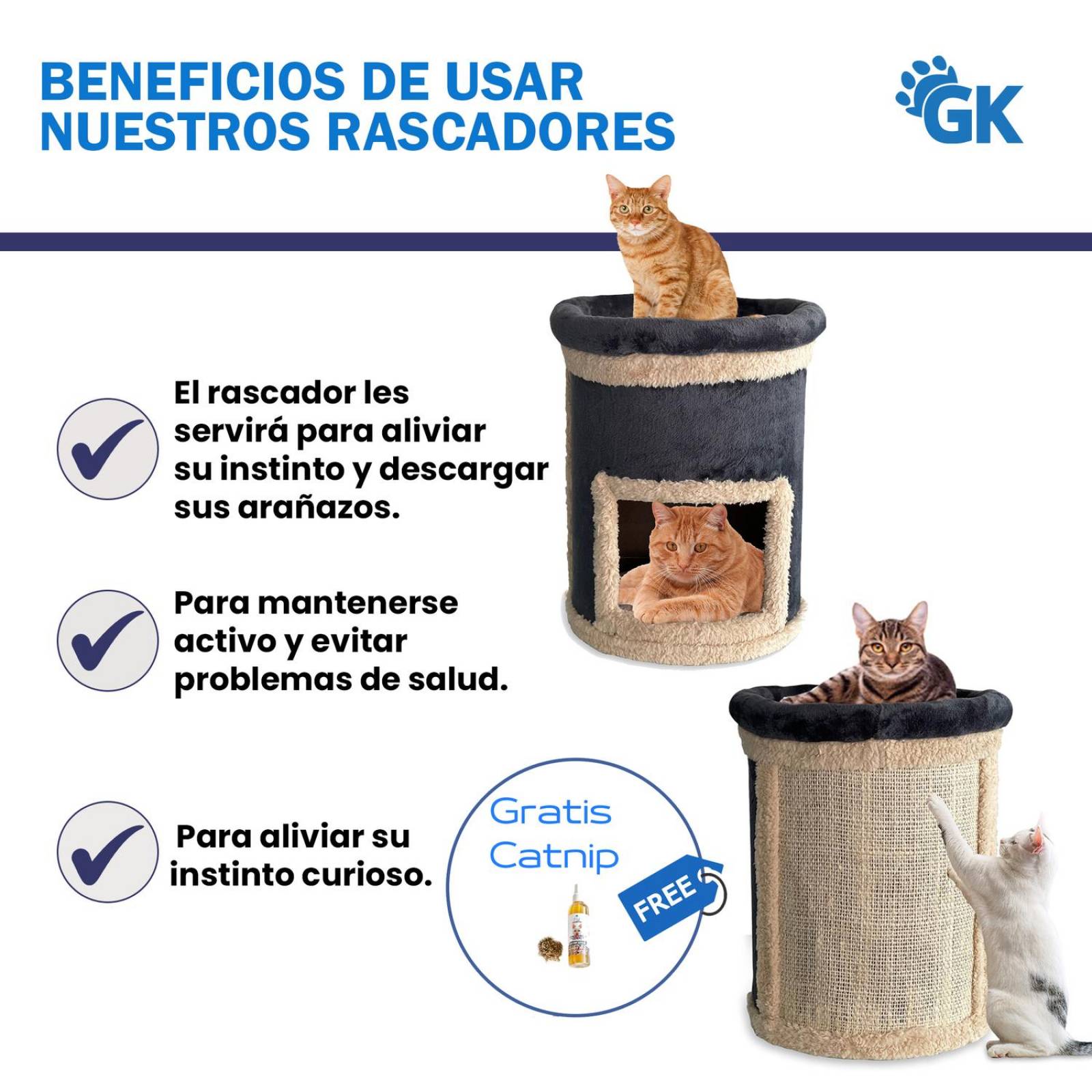 Golden King | Rascador para Gatos 47 cm de Alto Juguetes para Gatos y Cama para Gato | Centro de Entretenimiento de 2 