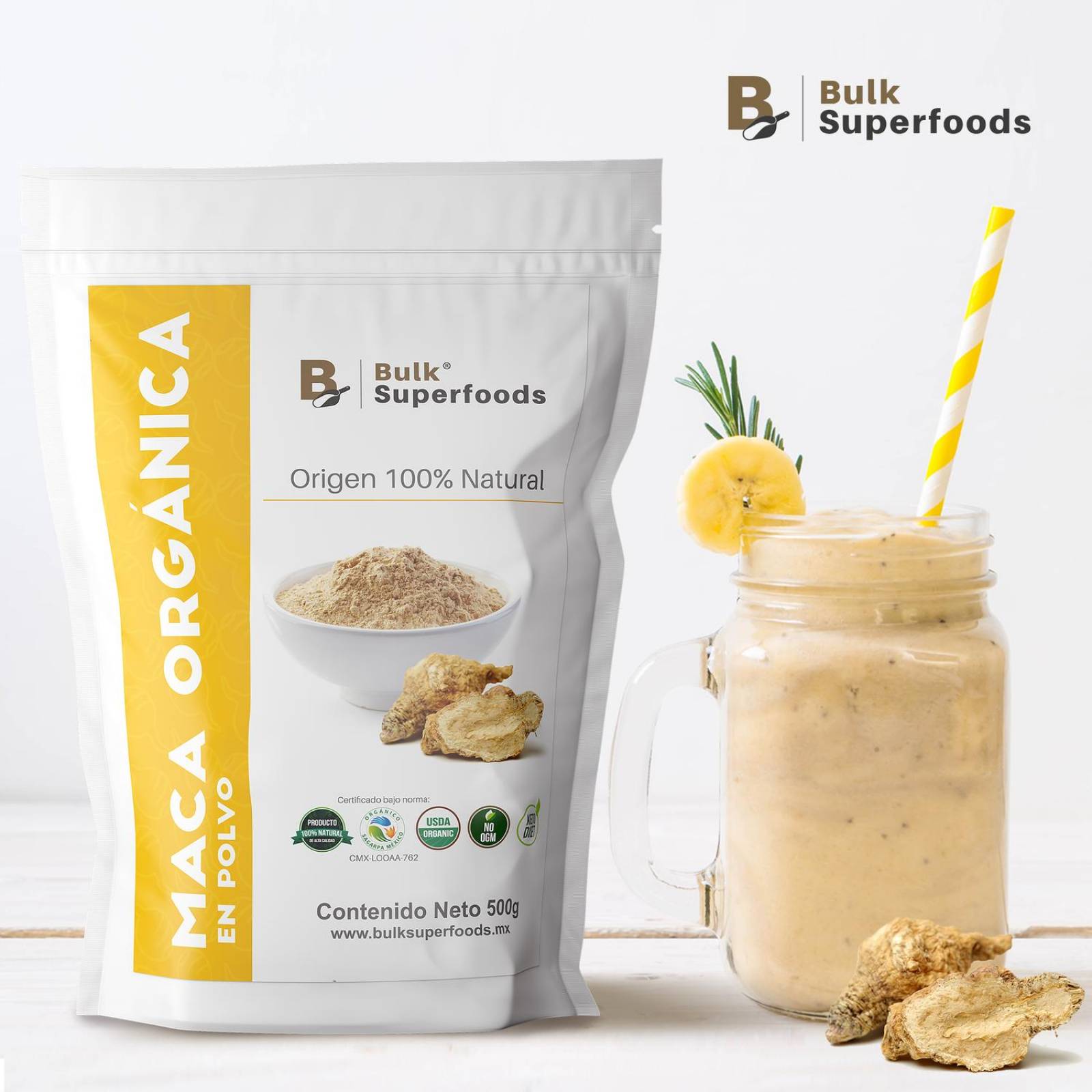 Maca Orgánica|Maca Amarilla en Polvo |500g| Maca Peruana 100% Natural Orgánico| Organic Maca Powder 