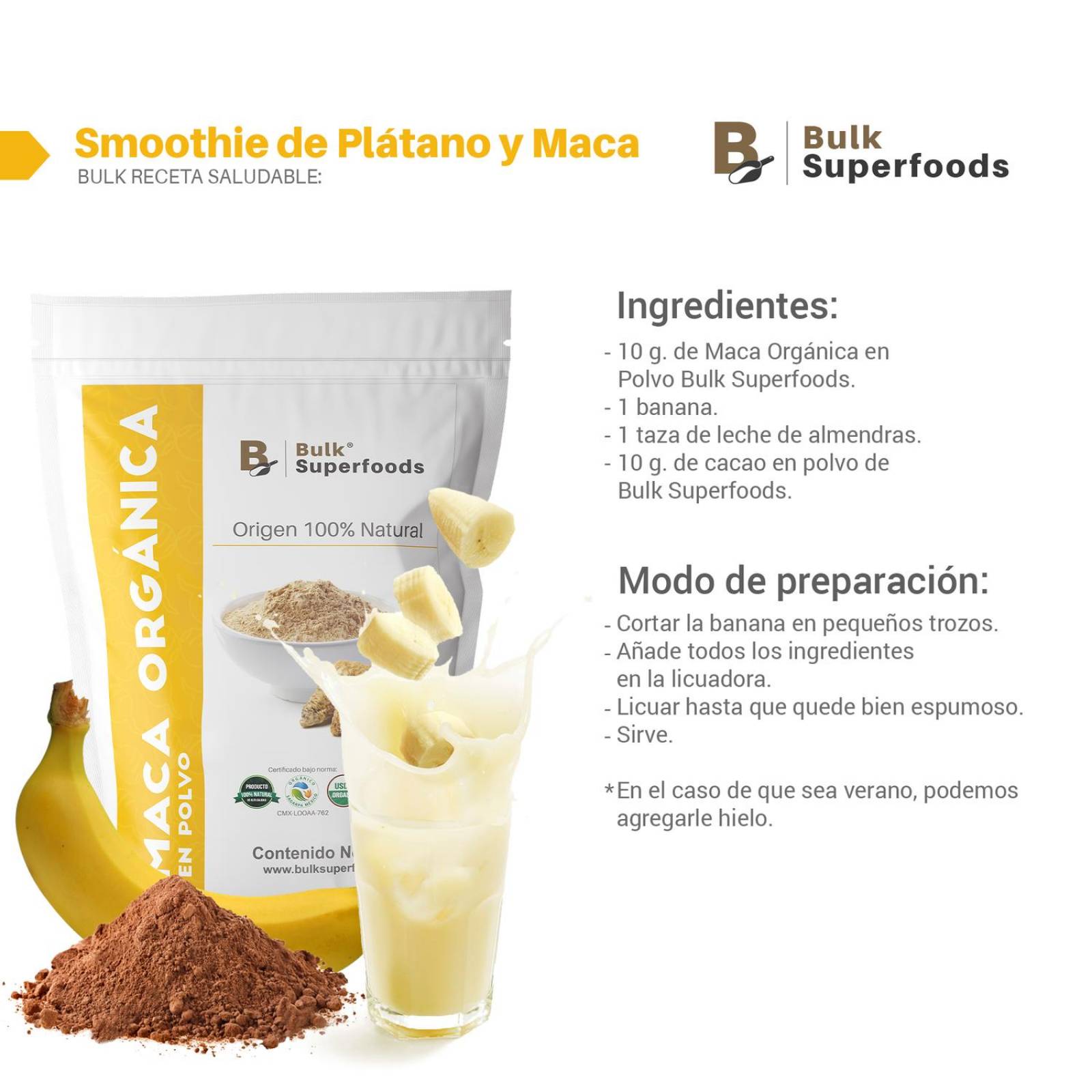 Maca Orgánica|Maca Amarilla en Polvo |500g| Maca Peruana 100% Natural Orgánico| Organic Maca Powder 