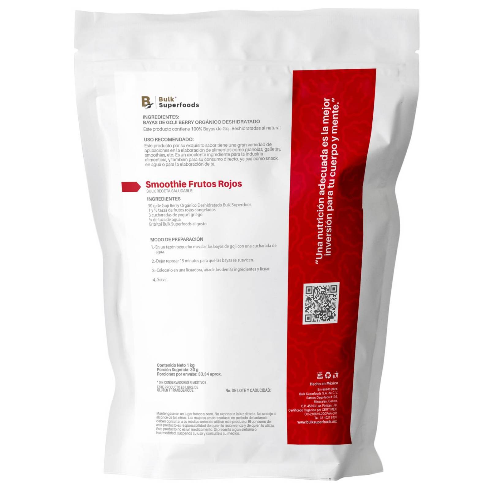 Goji Berries | 1kg | Goji Berry 100% Orgánico y Natural BULK Super Foods | Bayas de Goji Orgánicas.