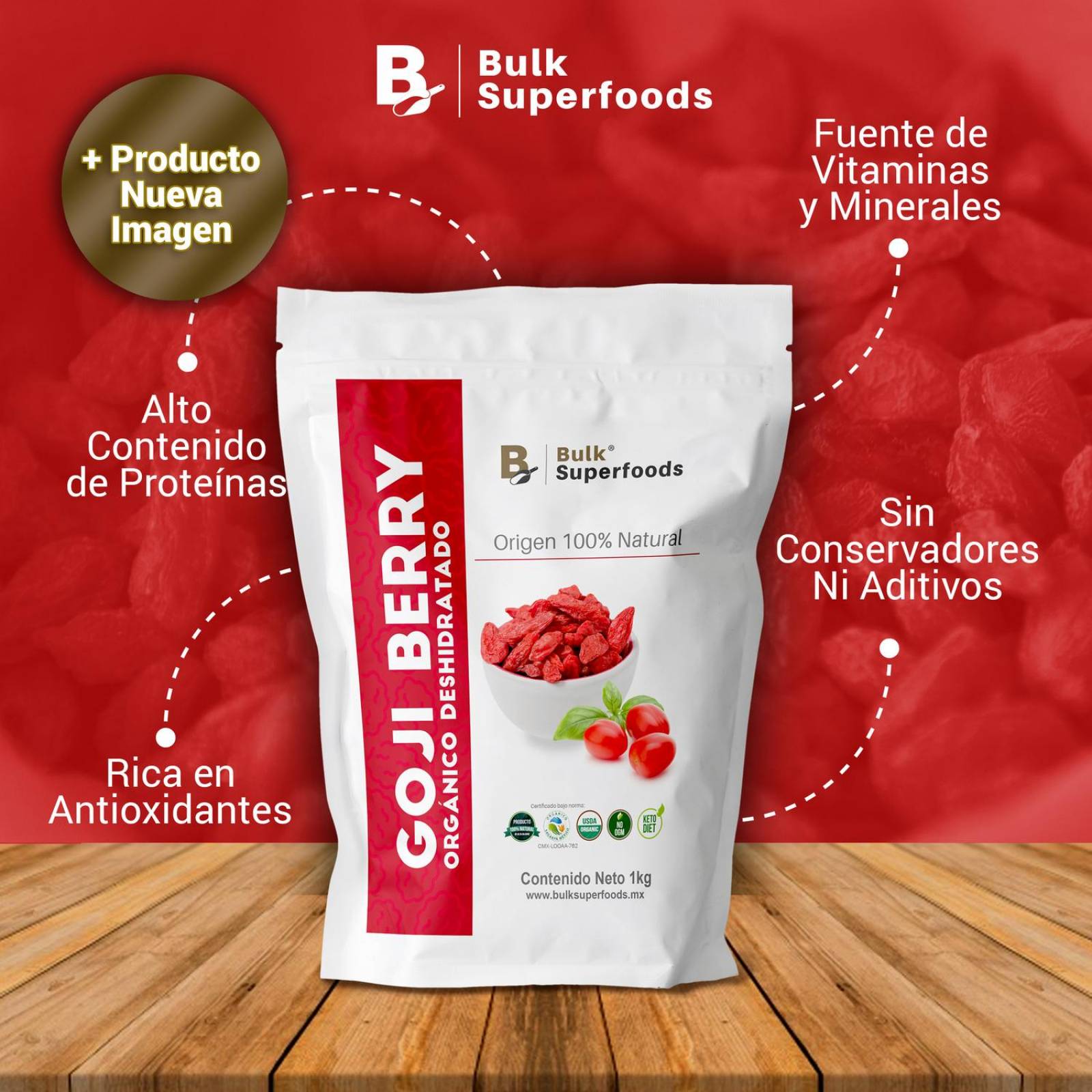 Goji Berries | 1kg | Goji Berry 100% Orgánico y Natural BULK Super Foods | Bayas de Goji Orgánicas.