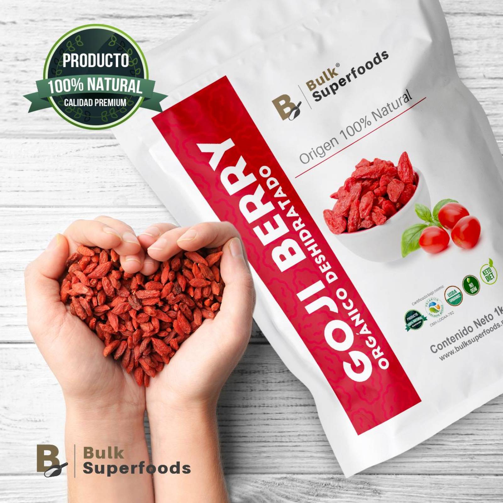 Goji Berries | 1kg | Goji Berry 100% Orgánico y Natural BULK Super Foods | Bayas de Goji Orgánicas.