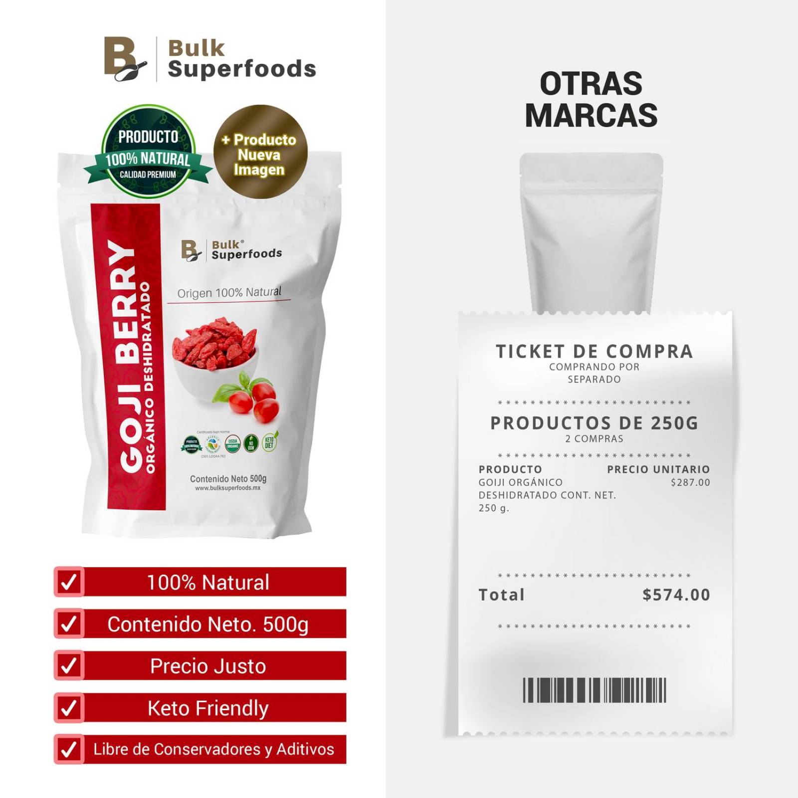 Goji Berries | 500g | Goji Berry 100% Orgánico y Natural |Bayas de Goji Orgánicas | Fruta Deshidrata