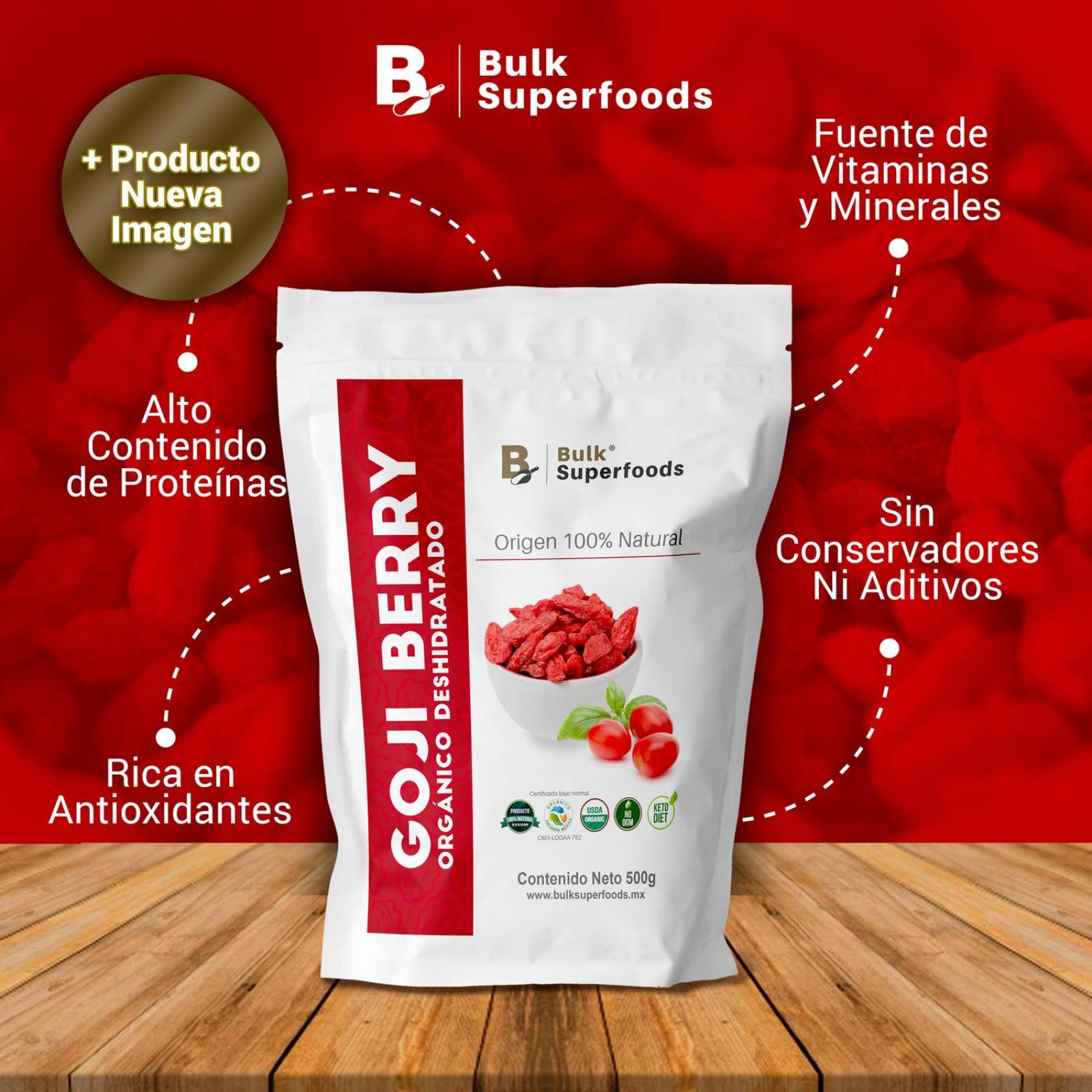 Goji Berries | 500g | Goji Berry 100% Orgánico y Natural |Bayas de Goji Orgánicas | Fruta Deshidrata