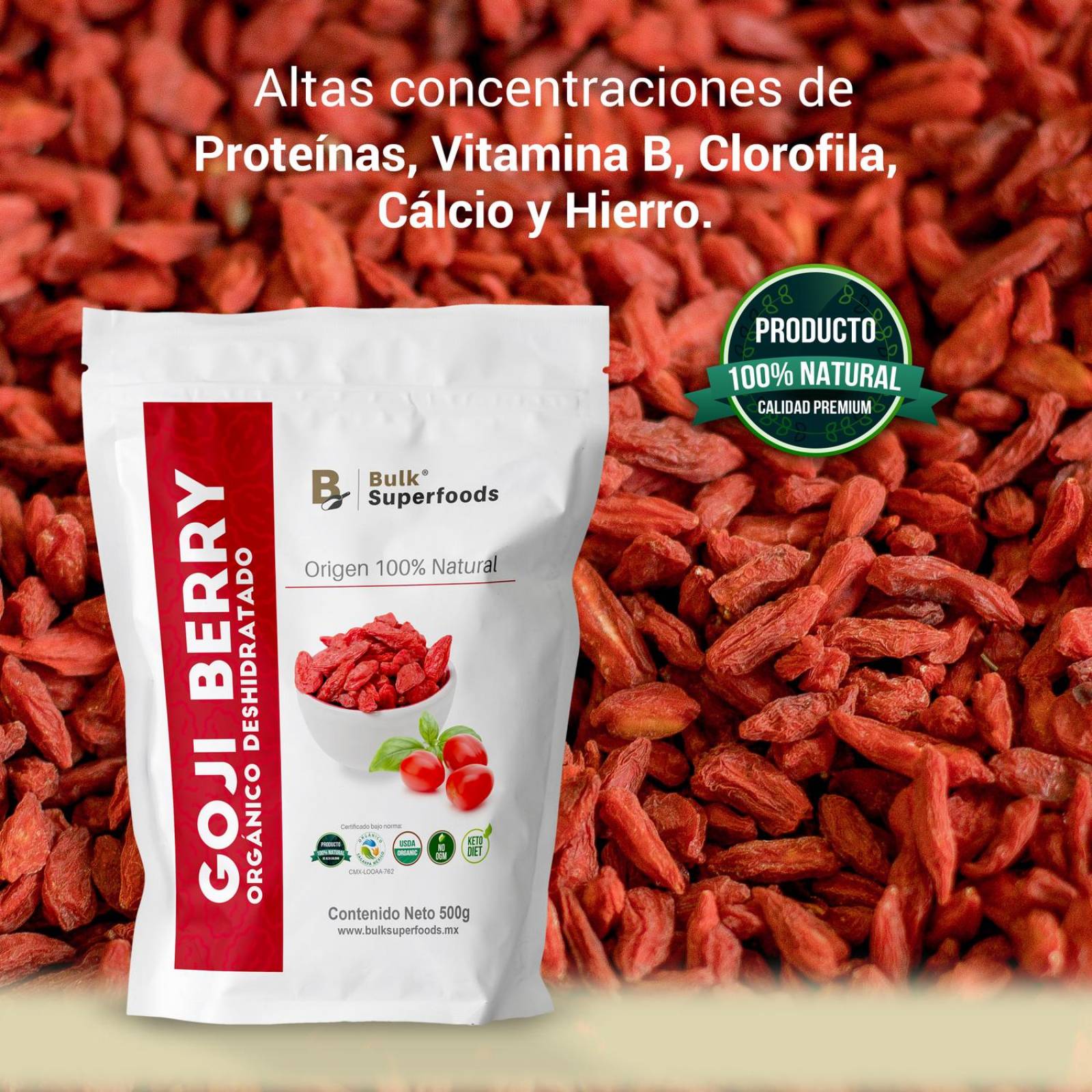 Goji Berries | 500g | Goji Berry 100% Orgánico y Natural |Bayas de Goji Orgánicas | Fruta Deshidrata