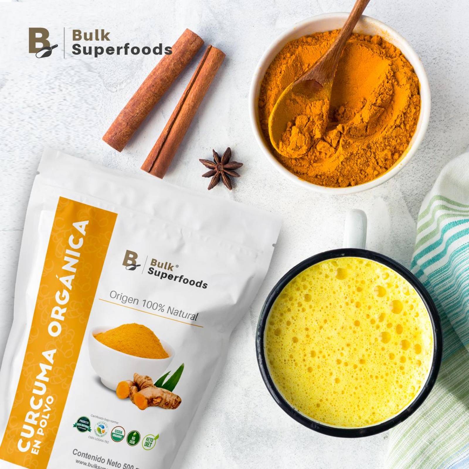 Curcuma Orgánica en Polvo | 500g | 100% Natural| Organic Turmeric Powder | Premium Natural Food.
