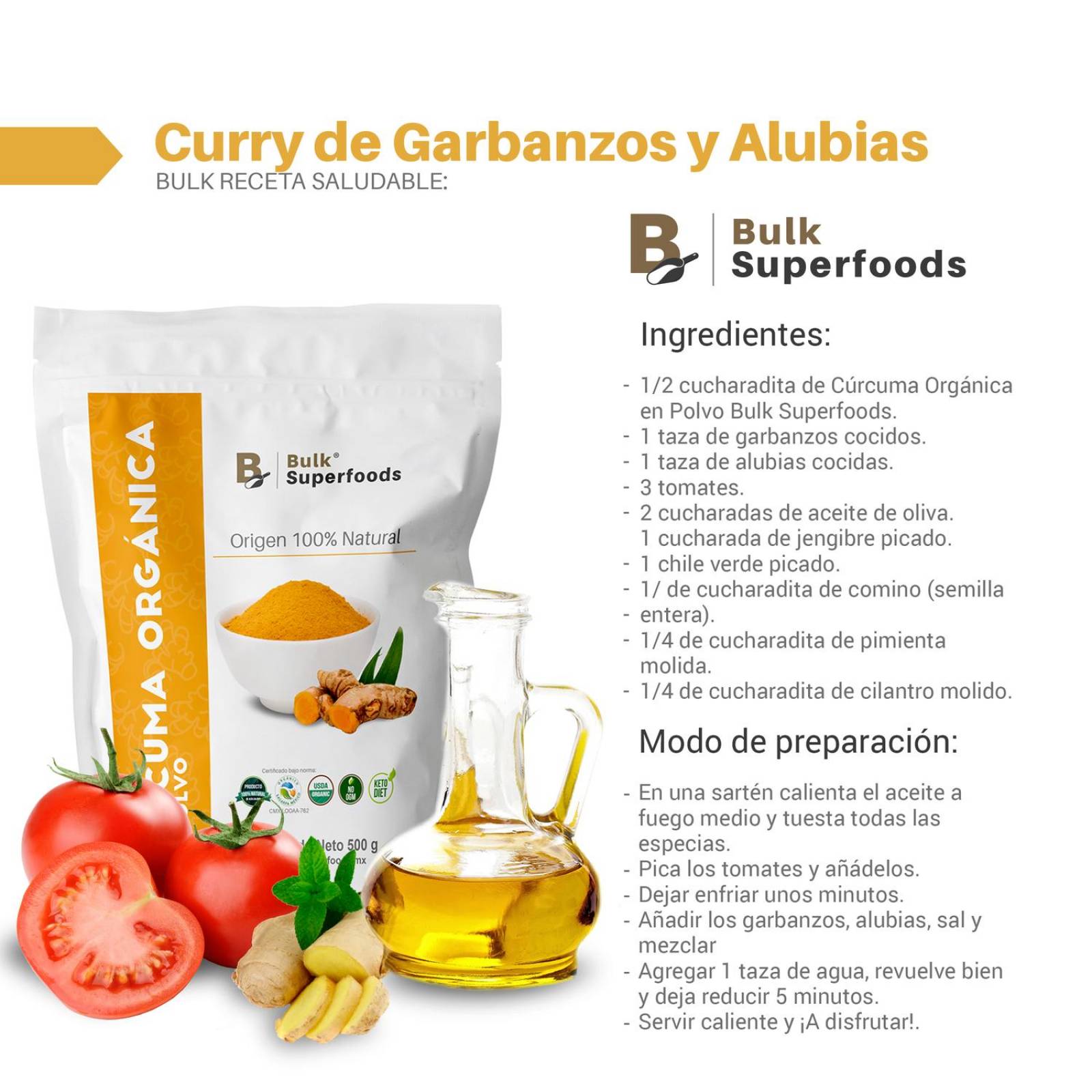 Curcuma Orgánica en Polvo | 500g | 100% Natural| Organic Turmeric Powder | Premium Natural Food.