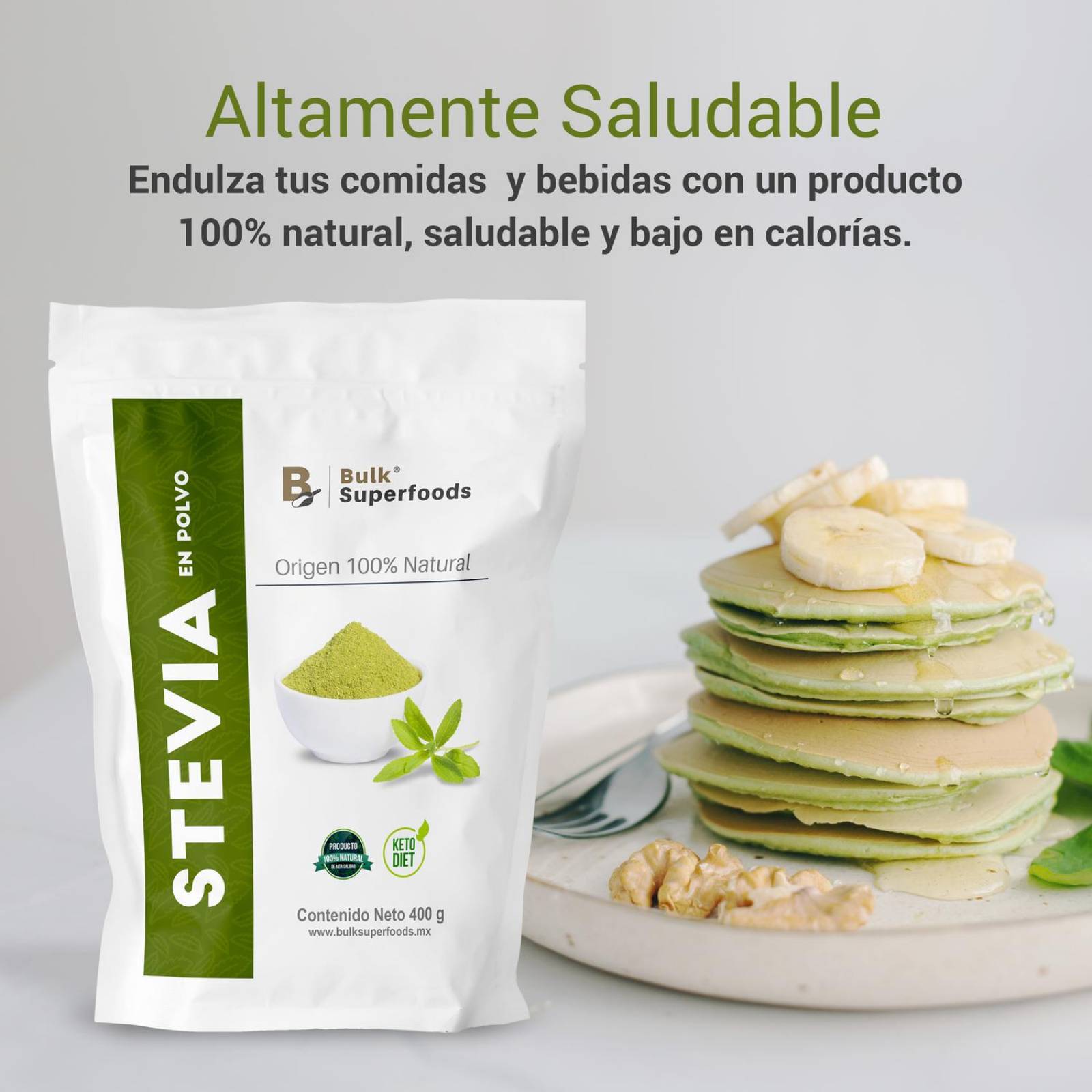 Stevia en Polvo 400g Endulzante Natural Stevia Powder. 