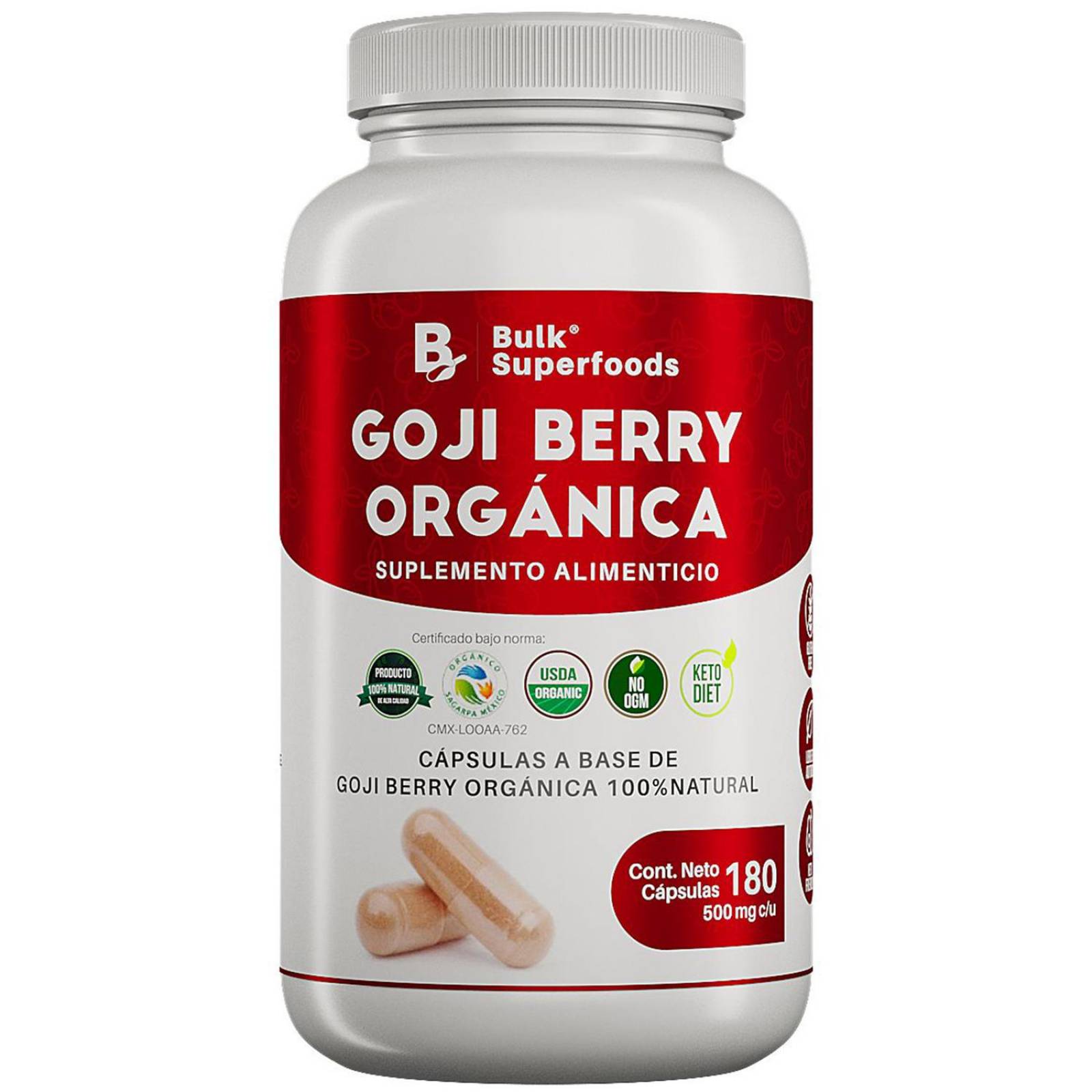 Suplementos Alimenticios a Base de Bayas de Goji Organicas 100% Natural 180 Capsulas