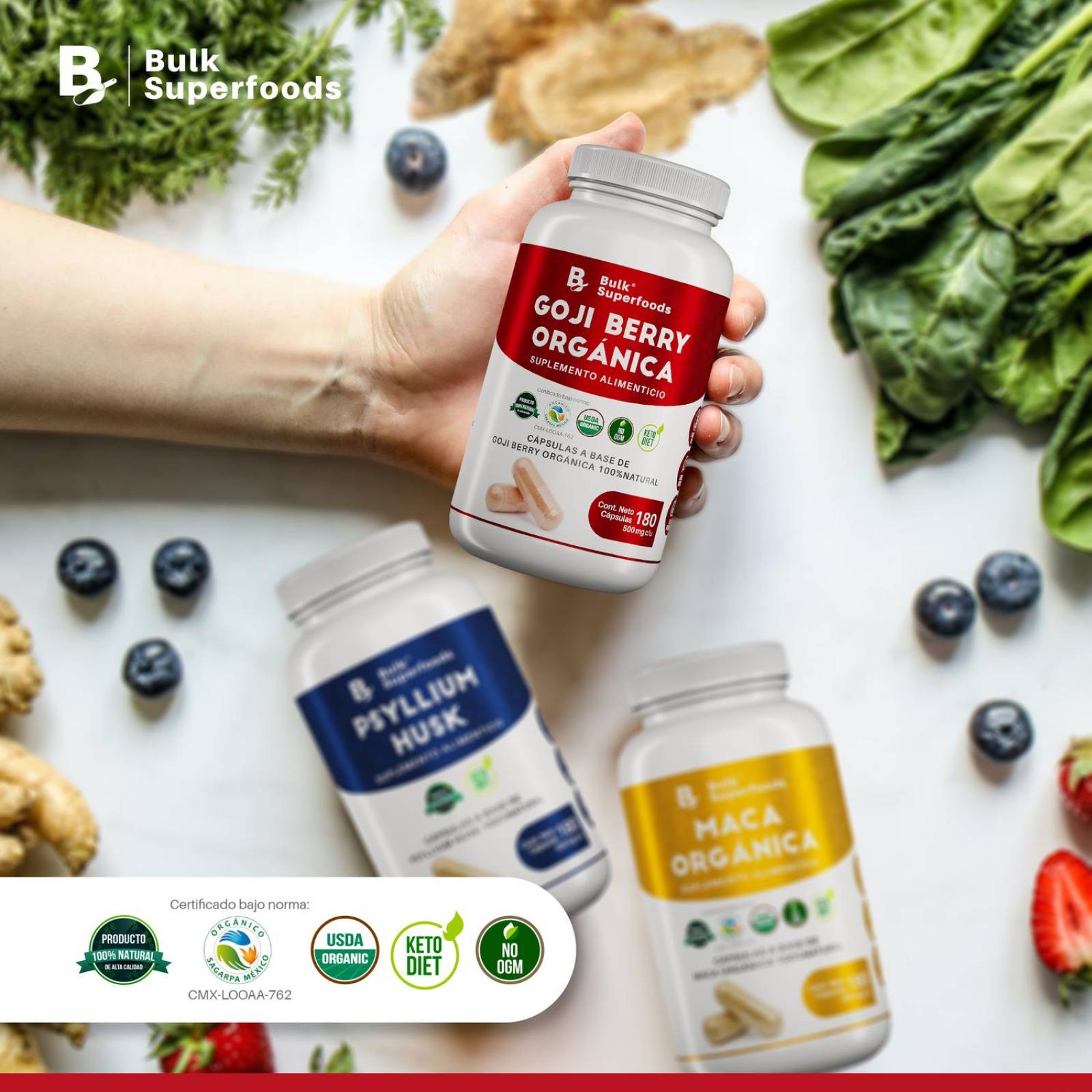 Suplementos Alimenticios a Base de Bayas de Goji Organicas 100% Natural 180 Capsulas