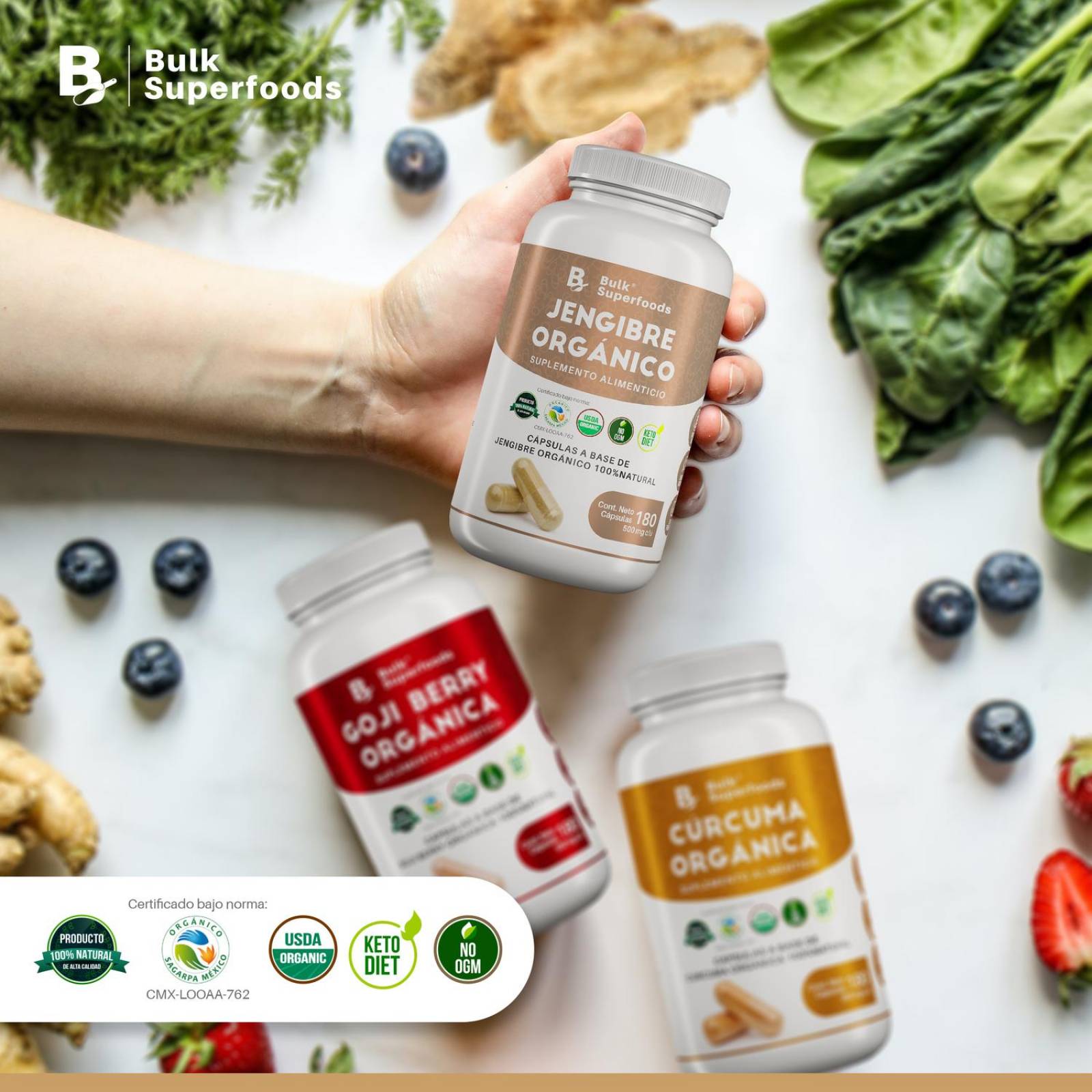 Suplementos Alimenticios a Base de Jengibre Organico 100% Natural| Jengibre en Capsulas - 180 Capsul