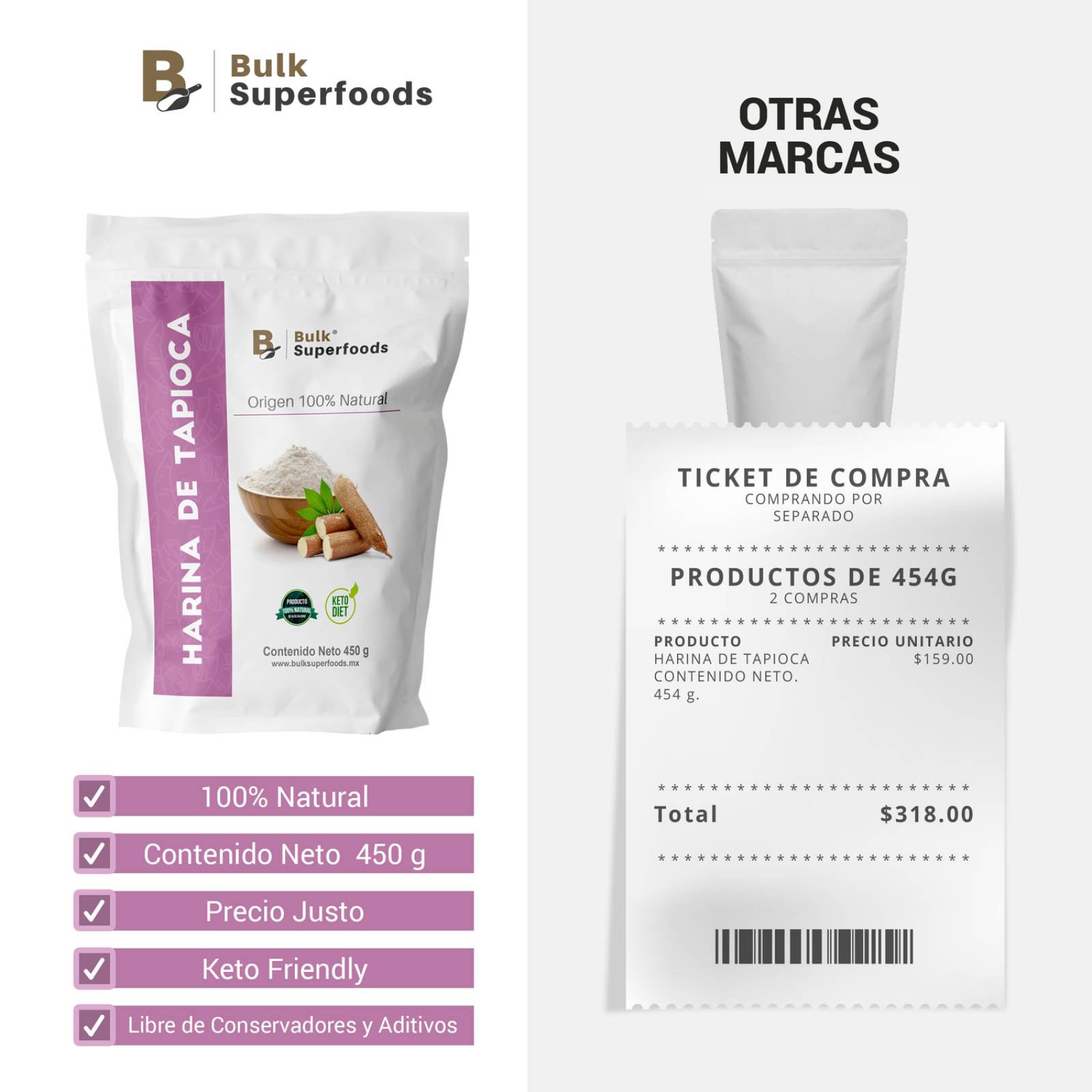 Harina De Tapioca | Bulk Superfoods | 450g | 100% Natural 