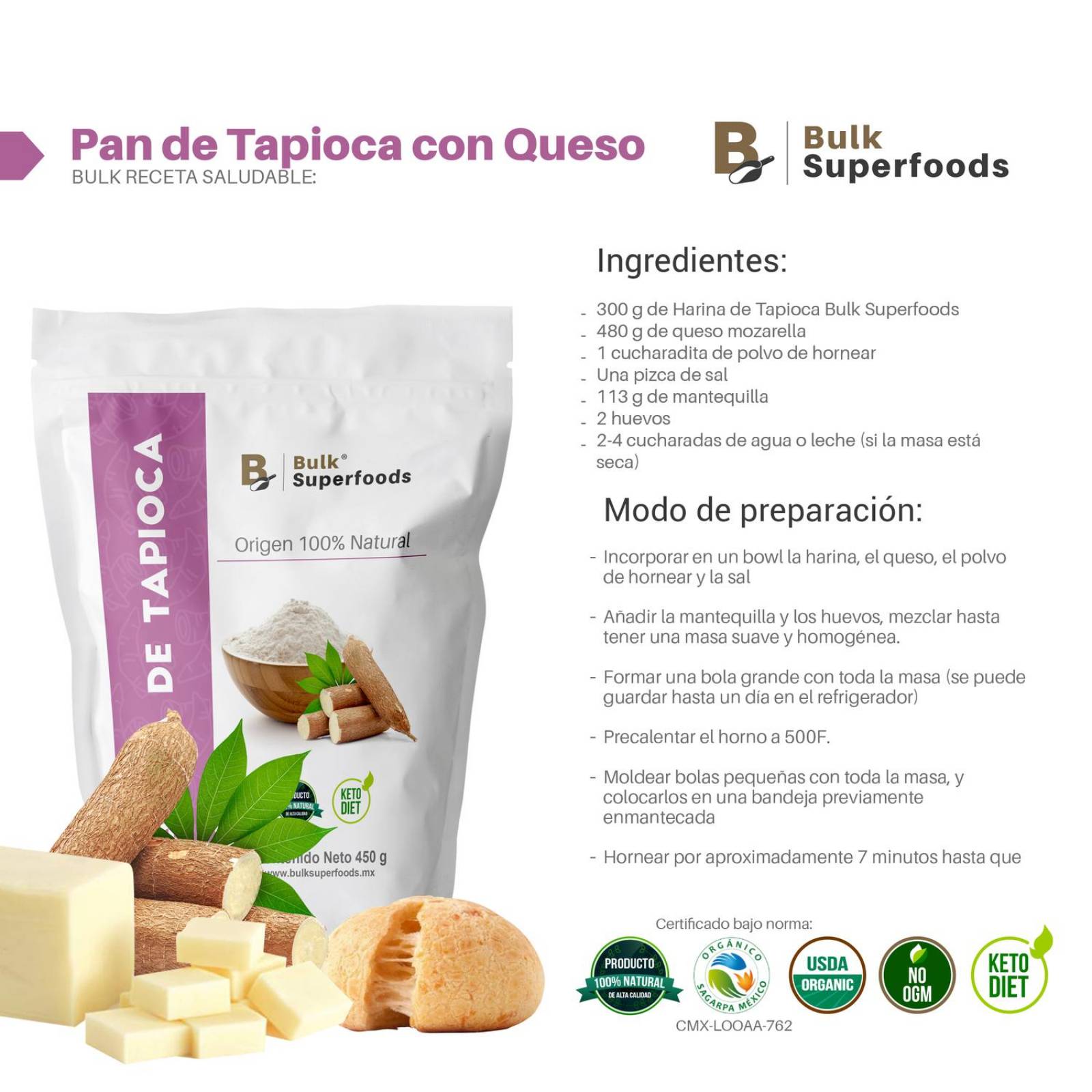 Harina De Tapioca | Bulk Superfoods | 450g | 100% Natural 