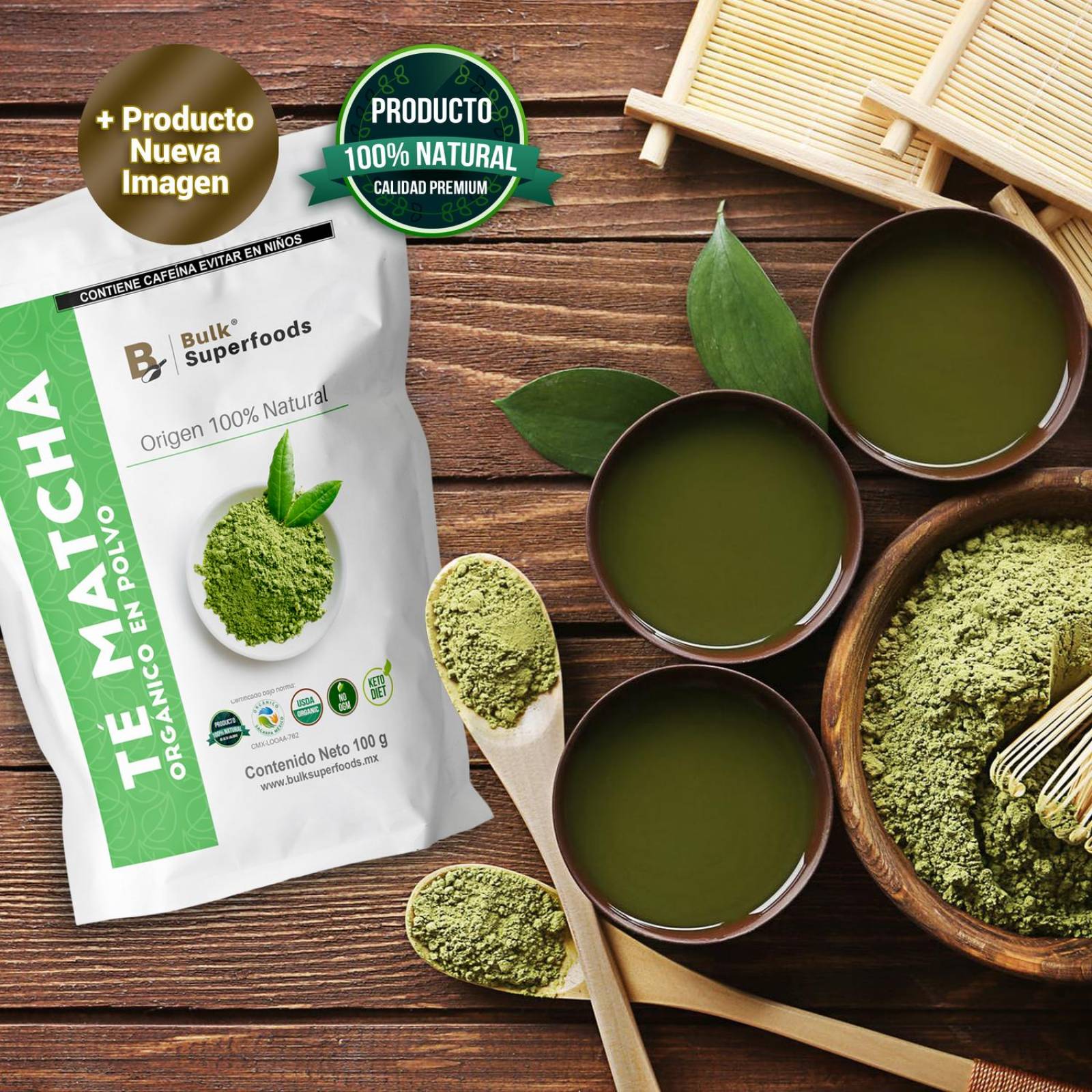 Té Matcha En Polvo 100g Marca Bulk Superfoods 