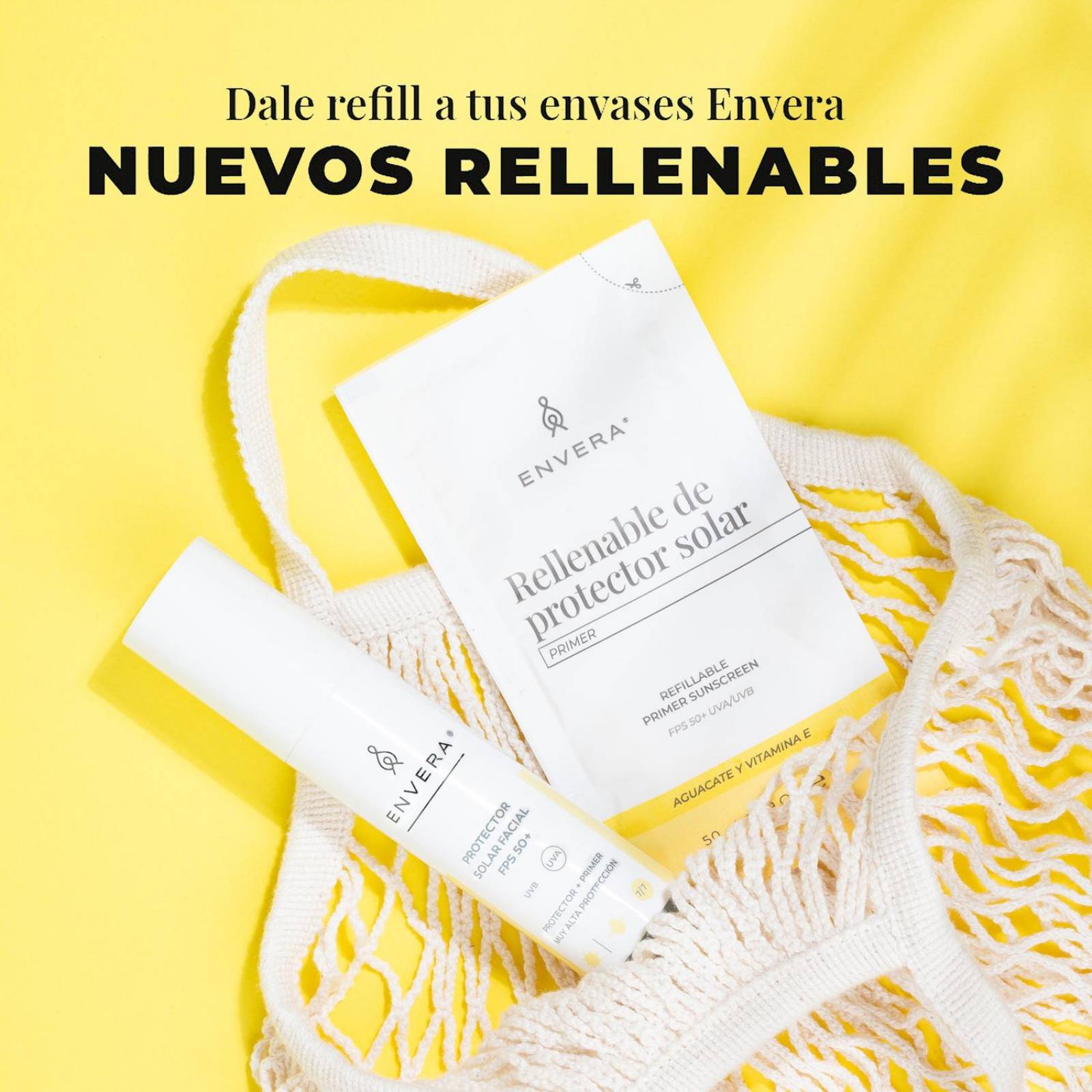 Protector Solar Facial + Rellenable Envera FSP 50+ 100ml Sin Color