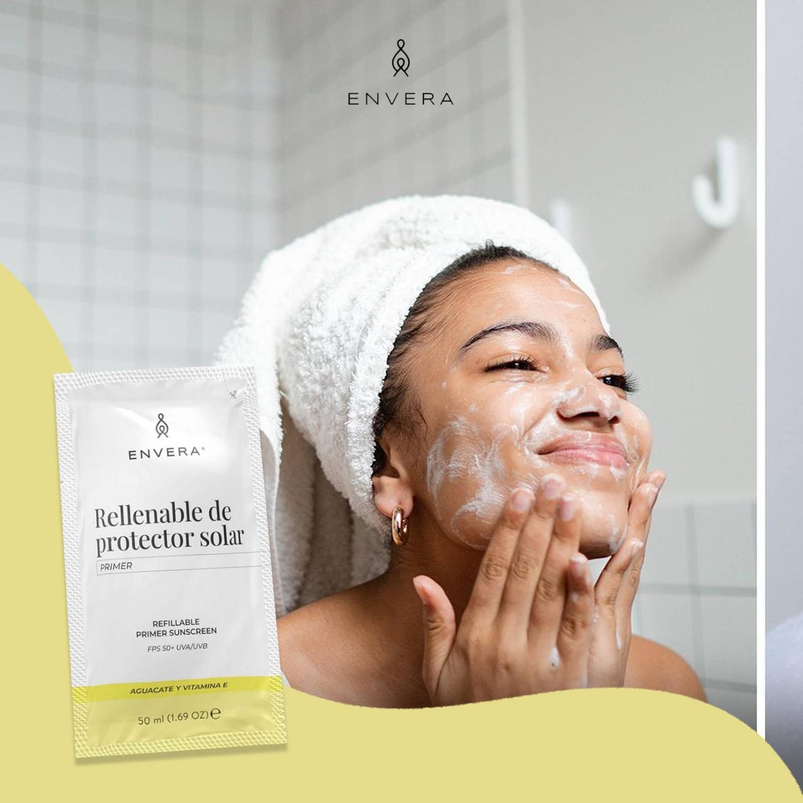 Protector Solar Facial + Rellenable Envera FSP 50+ 100ml Sin Color