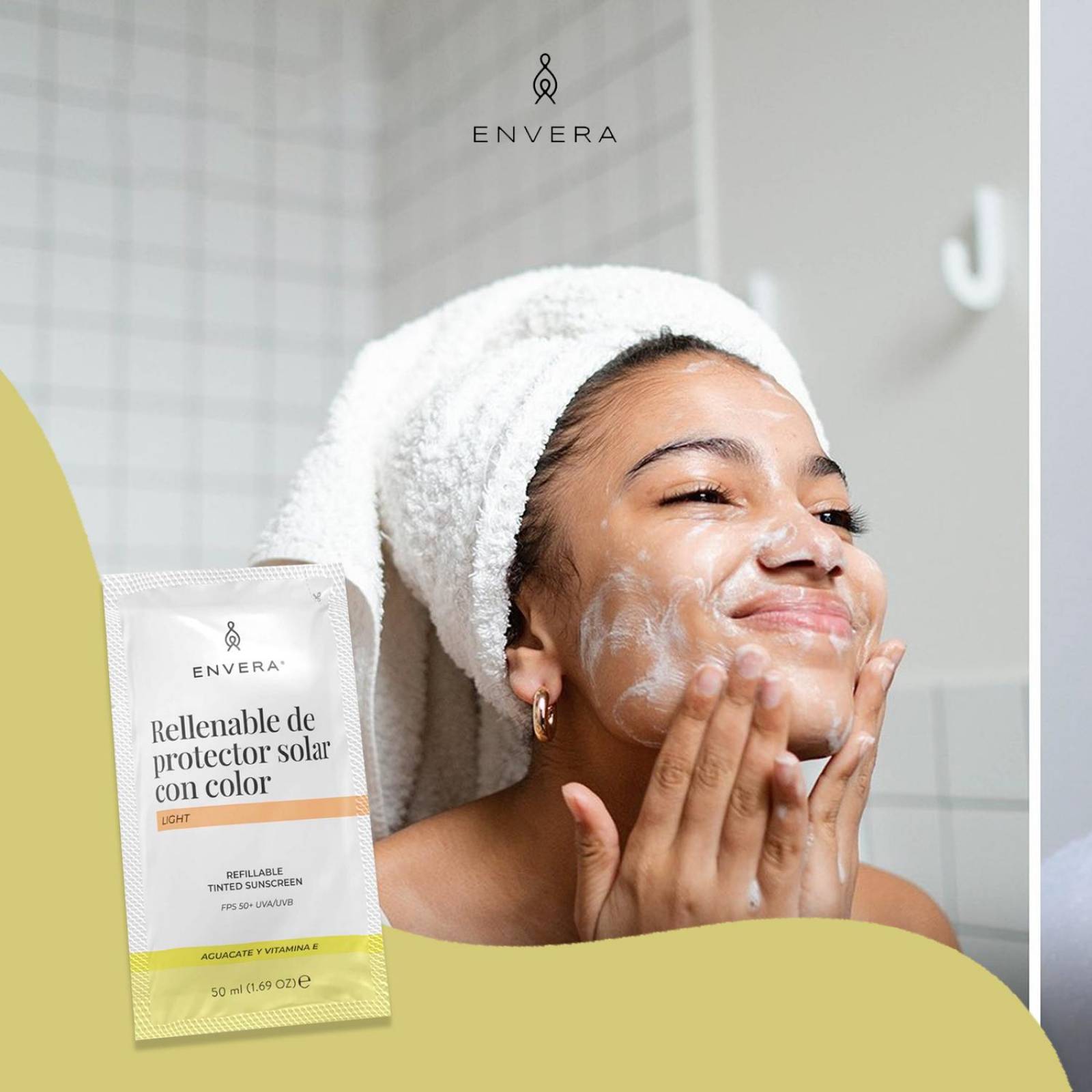 Protector Solar Facial + Rellenable Envera FSP 50+ 100ml Light