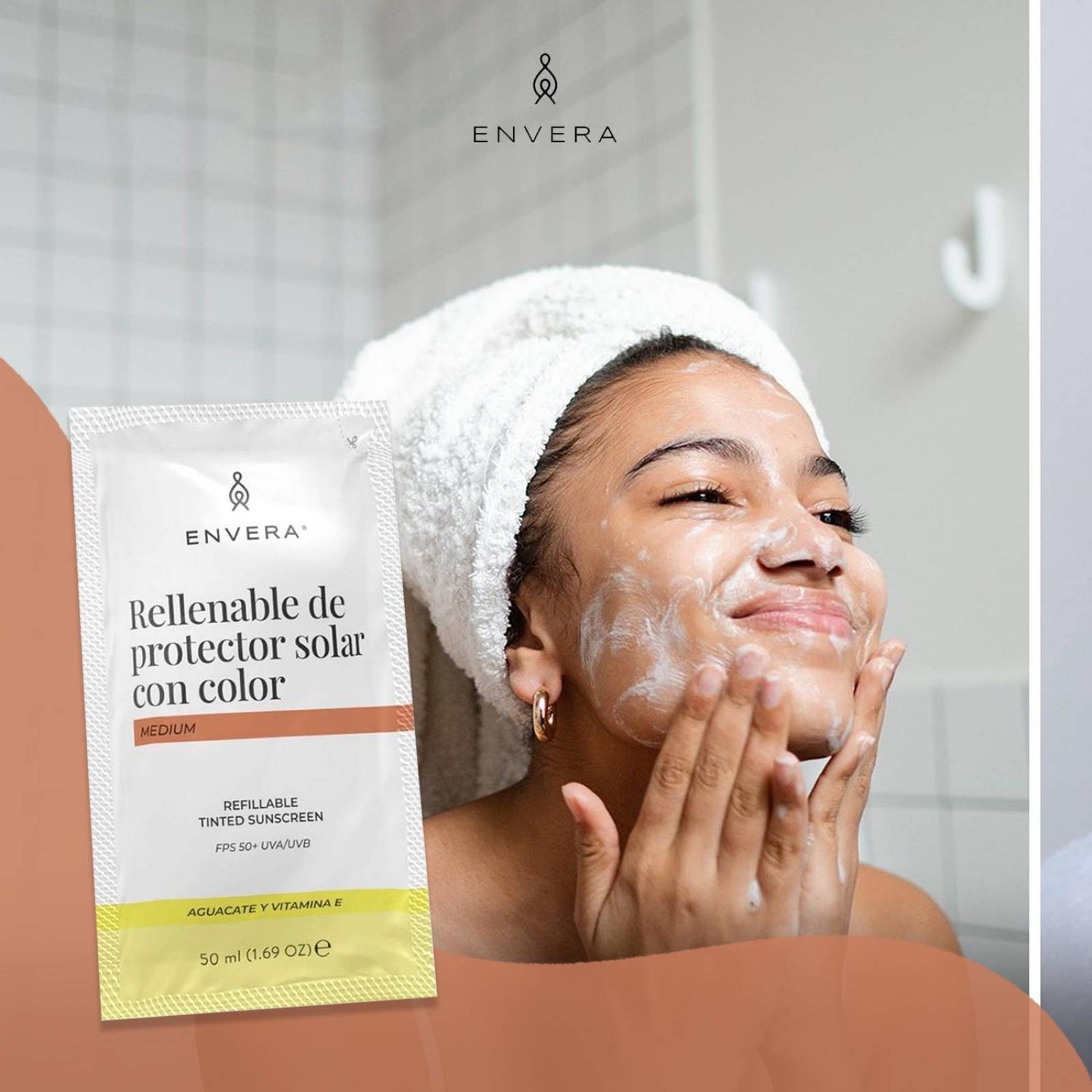 Protector Solar Facial + Rellenable Envera FSP 50+ 100ml Medium