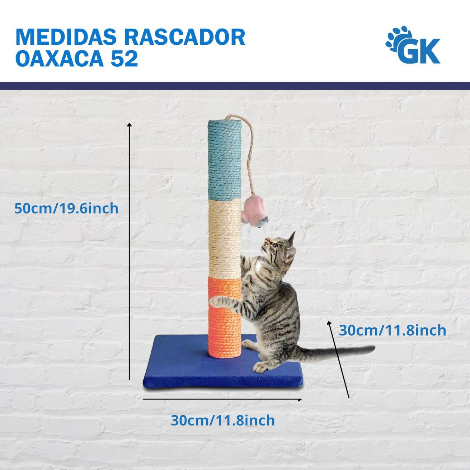 Juguete Arbol Rascadero para Gatos 52cm Sisal 100% Natural Oaxaca 52 cm