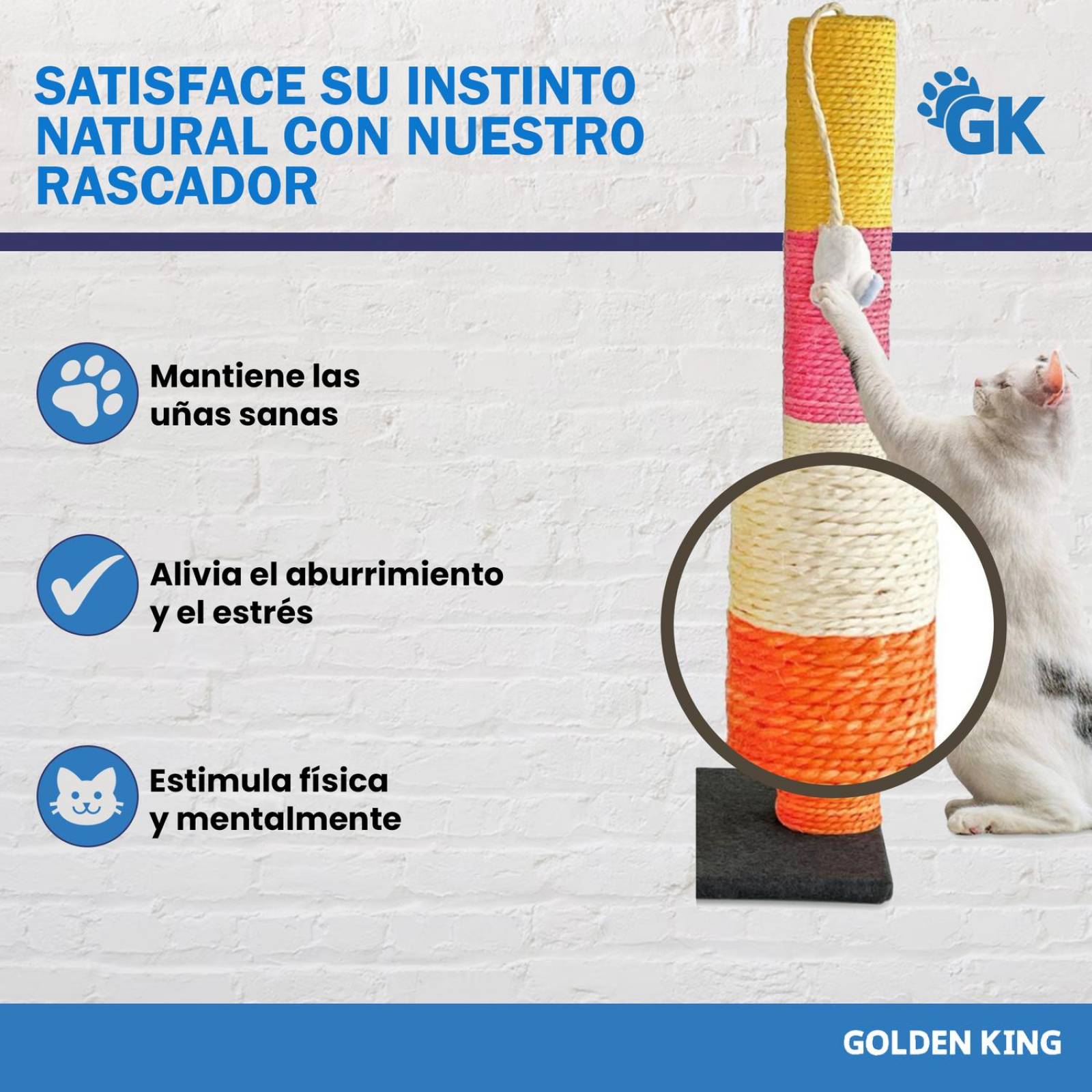 Juguete Arbol Rascadero para Gatos 52cm Sisal 100% Natural Jalsico 52 cm