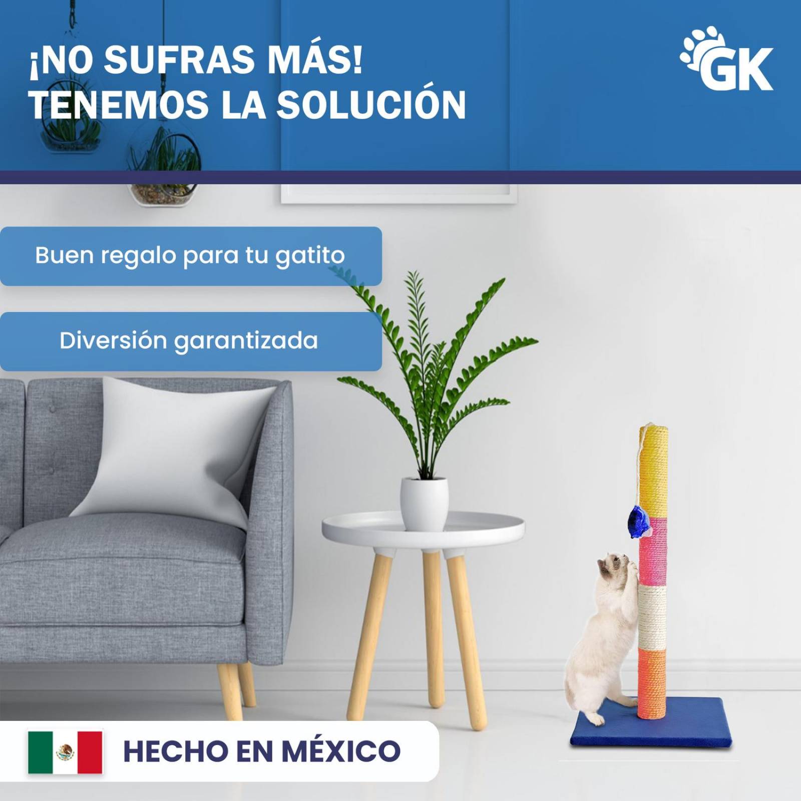 Juguete Arbol Rascadero para Gatos 52cm Sisal 100% Natural Jalsico 52 cm