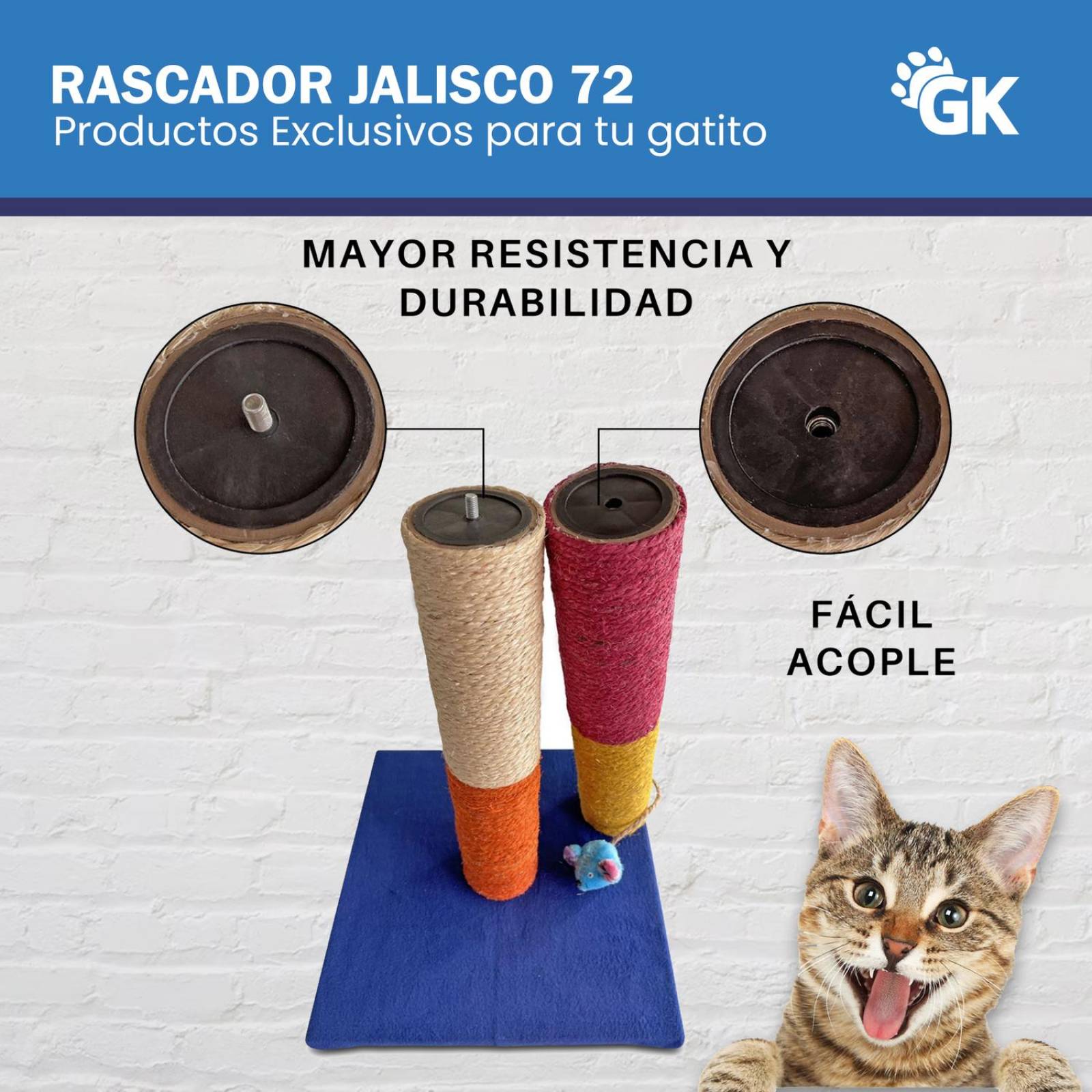 Juguete Arbol Rascadero para Gatos 52cm Sisal 100% Natural Jalsico 52 cm