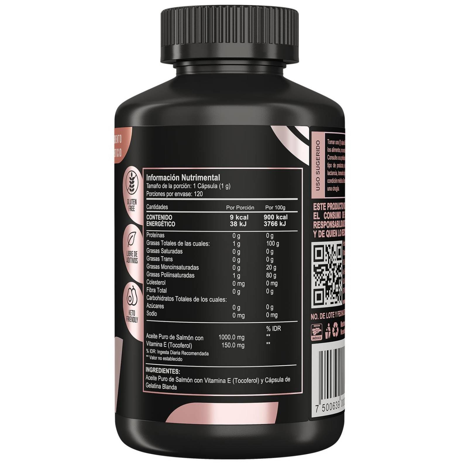 Omega 3 Puro De Salmon + Vit E Con 120 Caps | Vitalbotanics 