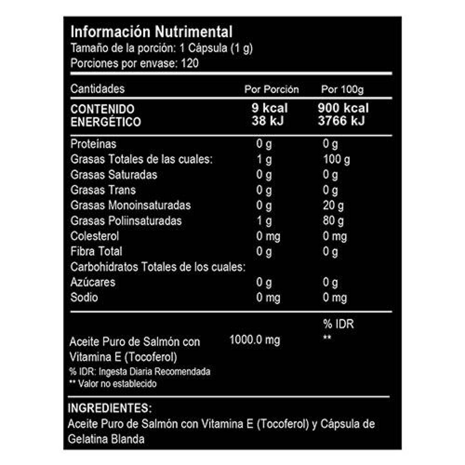 Omega 3 Puro De Salmon + Vit E Con 120 Caps | Vitalbotanics 