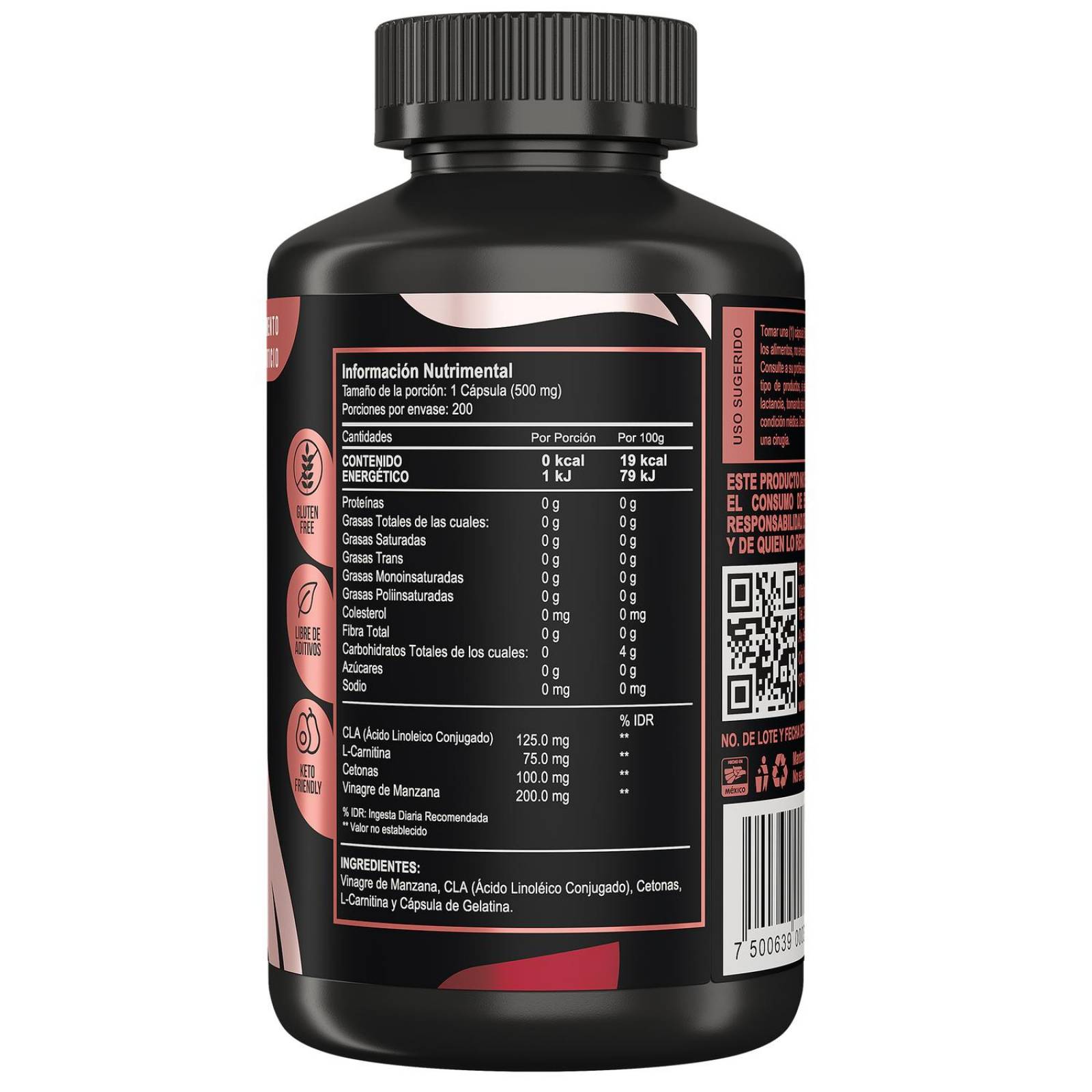 vinagre de manzana l carnitina L Carnitina + Cla + Vinagre De Manzana 200cap Vitalbotanics