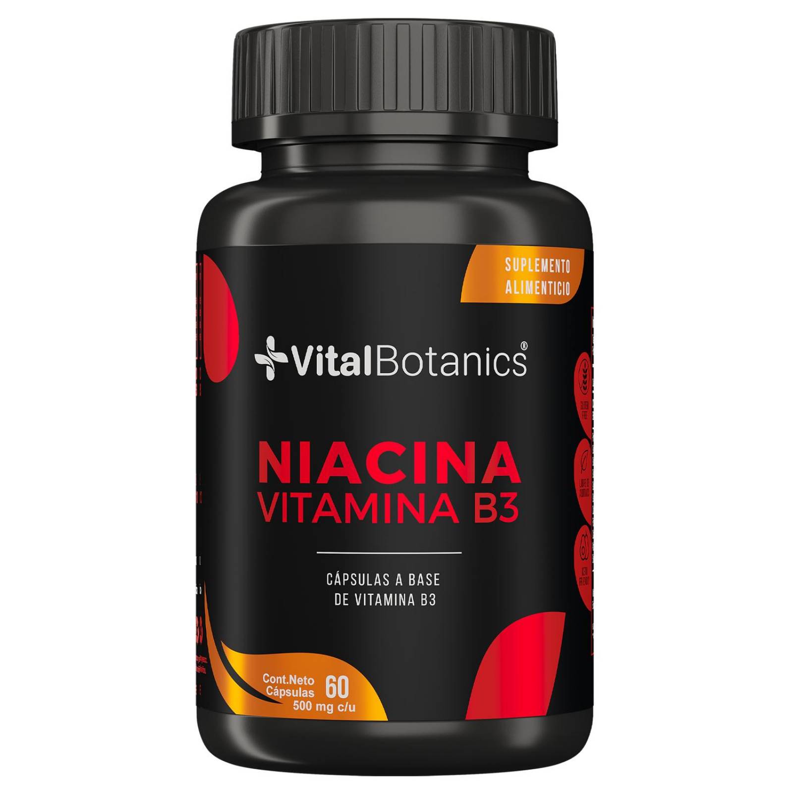 Niacina Vitamina B3| 60 capsulas| Suplemento alimenticio a base de Vitamina B3 | Multivitaminico.