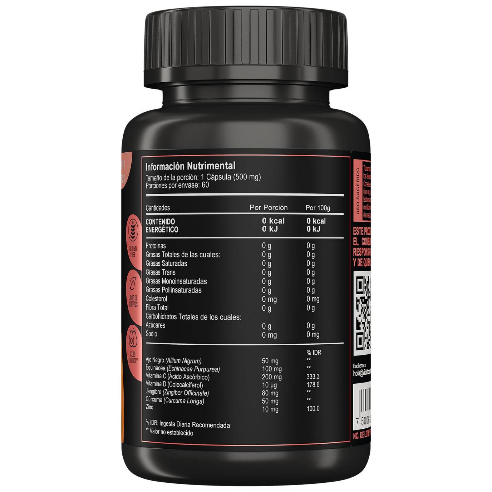 Multivitaminico Vitamina C, Vit D, Ajo, Jengibre 60 Caps