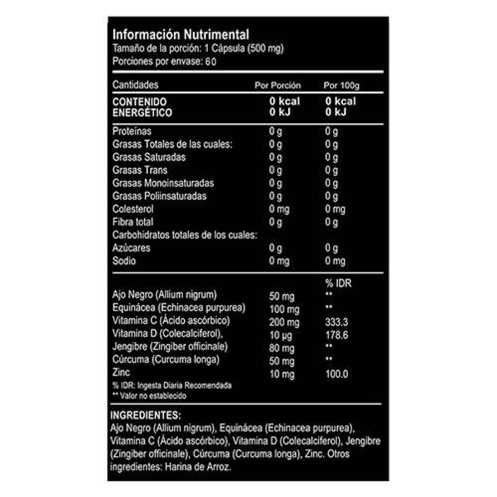 Multivitaminico Vitamina C, Vit D, Ajo, Jengibre 60 Caps