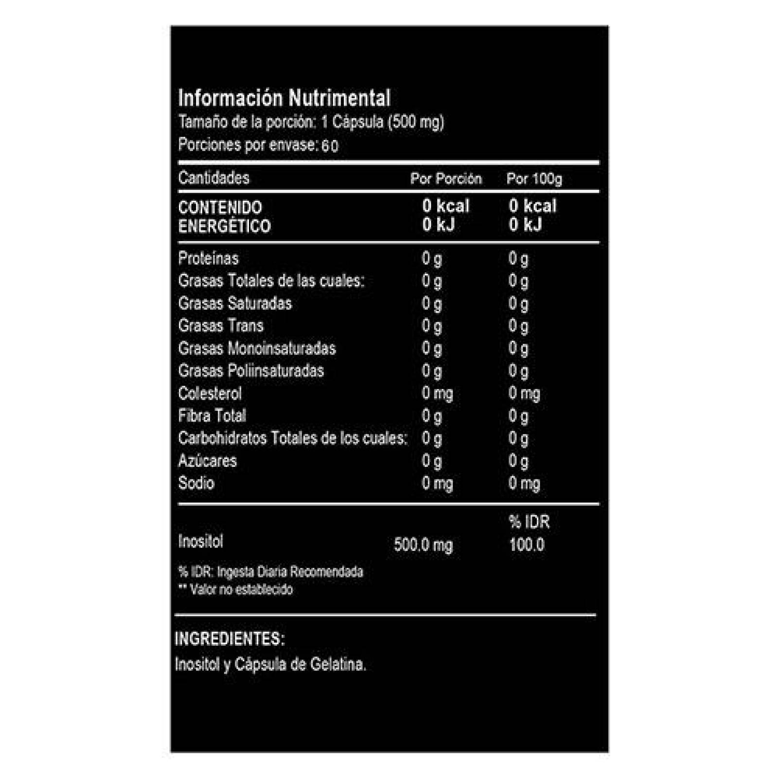 L-Theanine + Inositol |60 capsulas| Suplemento alimenticio a base de L Teanina e e Inositol. 