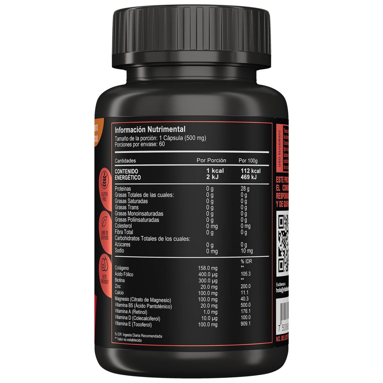 Vitaminas Cabello y Barba para Hombre | Colageno Hidrolizado + Biotina for MEN | 60 capsulas. 